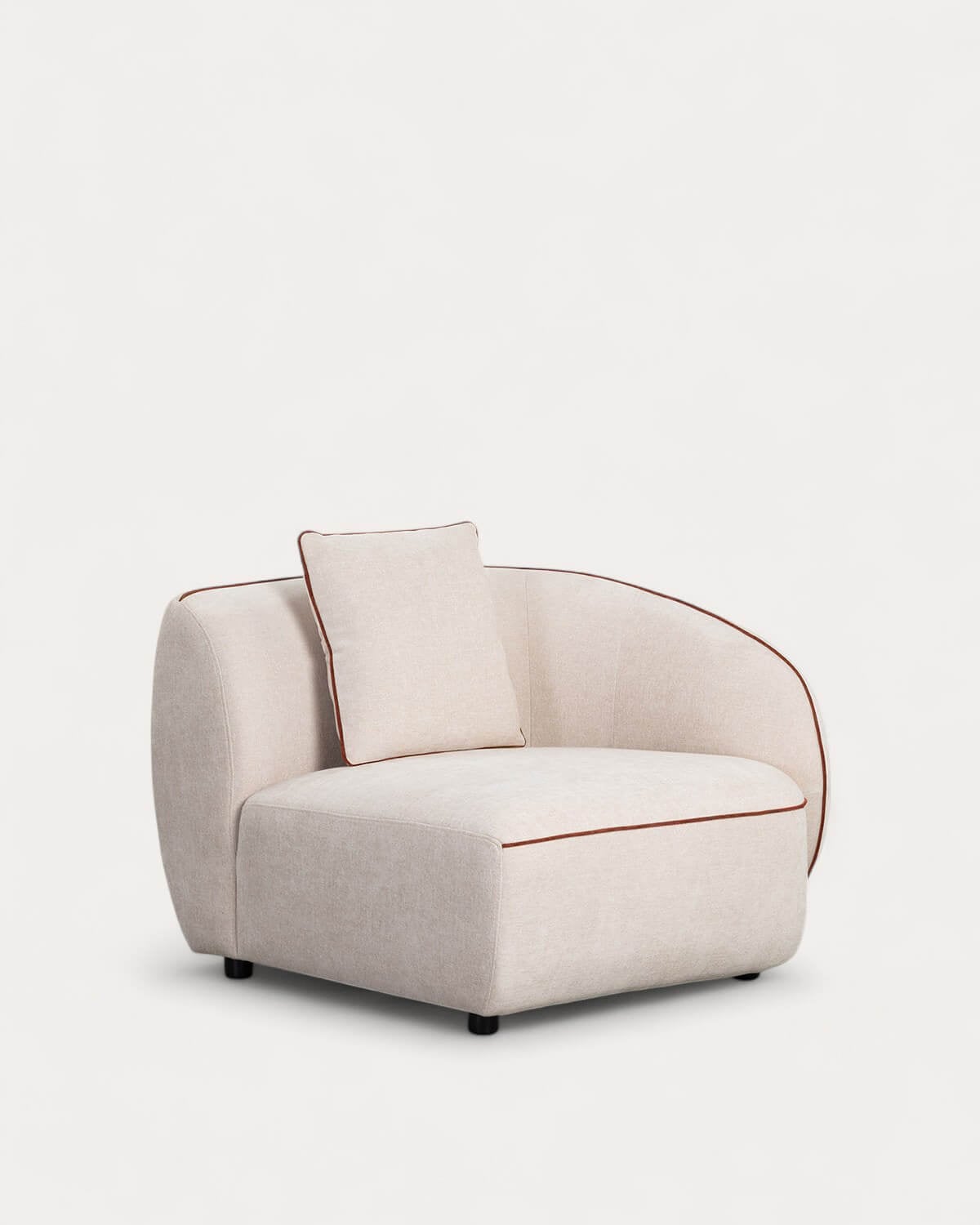 Ilham - Sofá Modular 3 Piezas con 2 Esquineros y Sillón con Puff Redondo de Tela Ilham