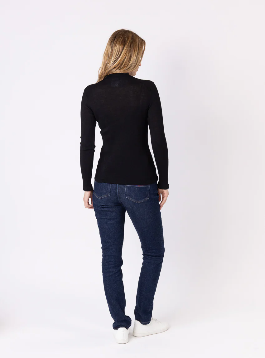 Pull chaussette femme col montant noir