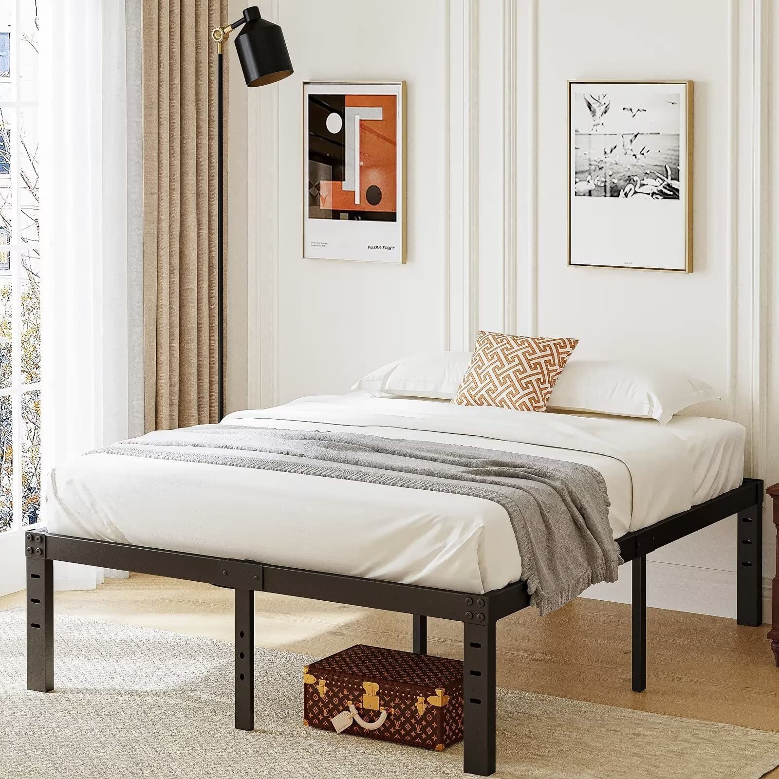 ULIESC 14 Heavy Duty Metal Platform Bed Frame, No Box Spring Needed, Queen Size