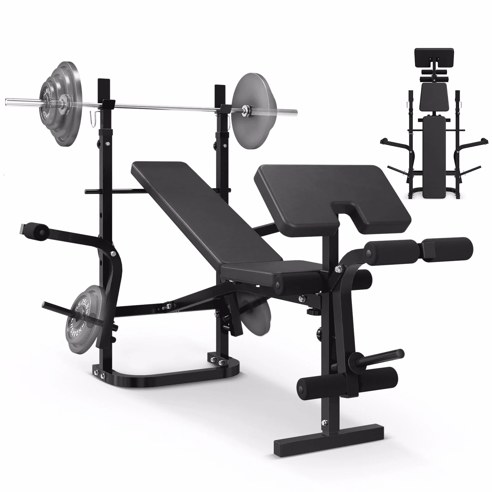 Adjustable Weight Bench Set, 800LBS 6 In 1 Full Body Workout Weight Bench With Leg Extension, Multi-Function Strength Training Bench Press Set for Home Gym(weight bench set)