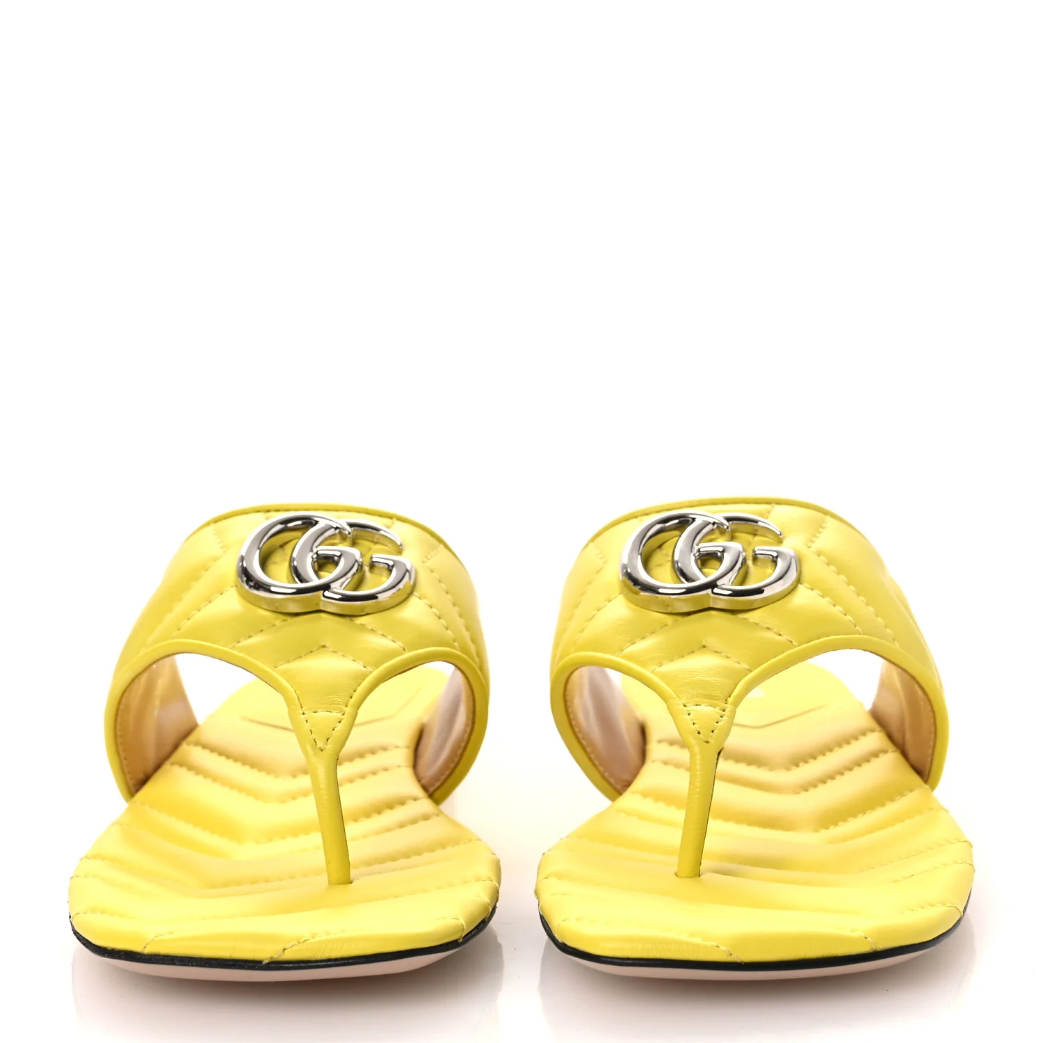 Nappa Charlotte Double G Marmont Thong Sandals 37.5 Acid Lime
