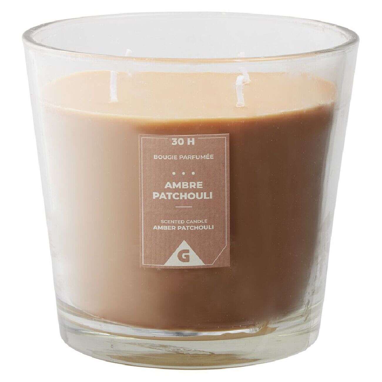 Bougie parfumée dans verre senteur ambre patchouli Ø13,5xH12,5cm 30H