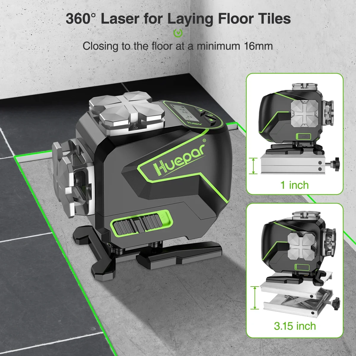 4D 16 Lines Self-Leveling Laser Level, 200Ft Green Beam 4 x 360° Cross Line Laser Level Tools with LCD Screen, Bluetooth and Magnetic Bracket
