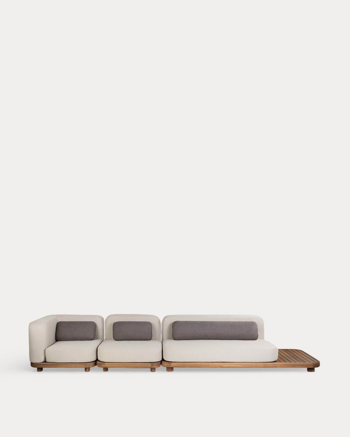 Redik - Sofá Modular de Jardín 3 Piezas Módulo Sofá, Módulo Central y Módulo Esquinero de Madera de Acacia y Tela Redik