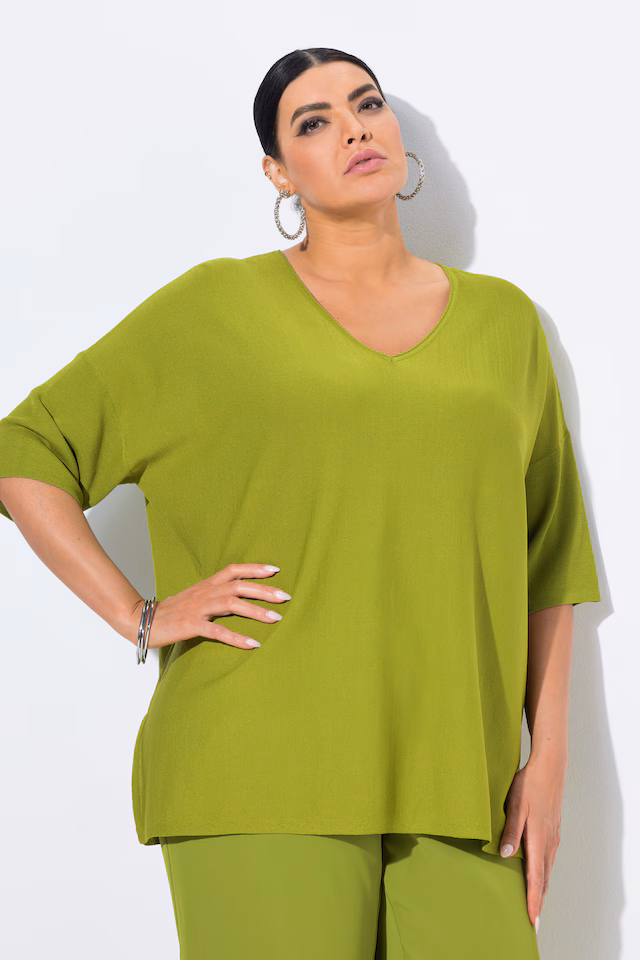 Oversized 3/4 Sleeve V-Neck Sweater