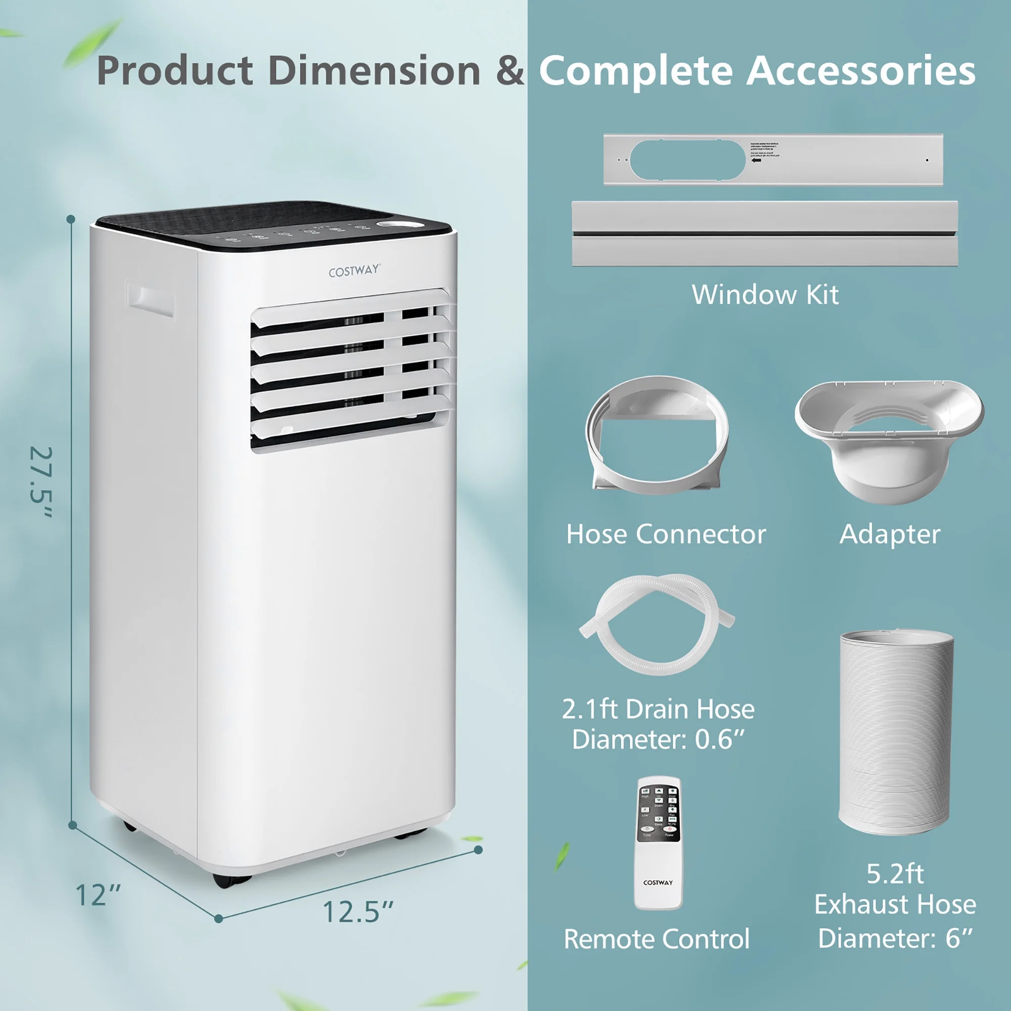 10000 BTU Portable Air Conditioner 3-in-1 Air Cooler with Fan Dehum Sleep Mode - Image 10