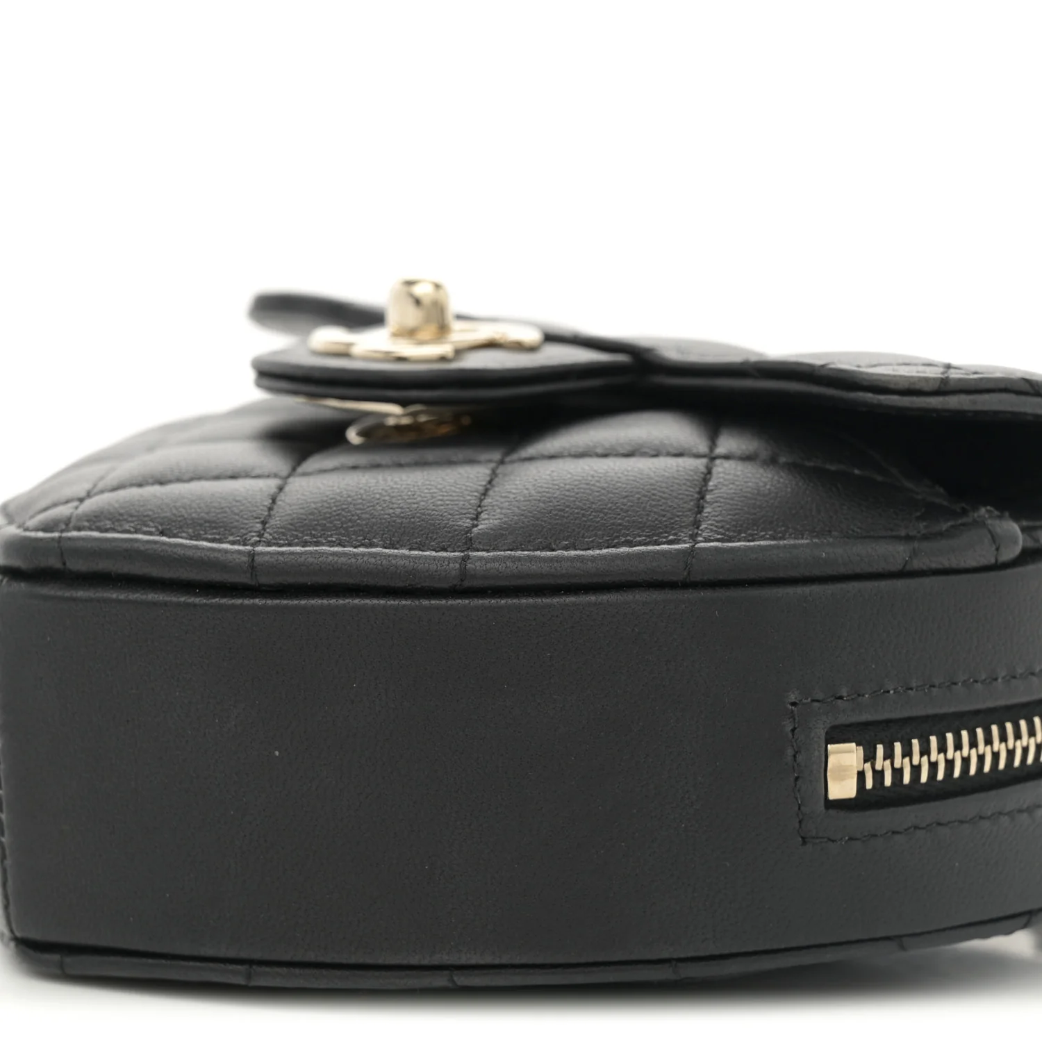 Lambskin Quilted CC In Love Heart Clutch With Chain  Black