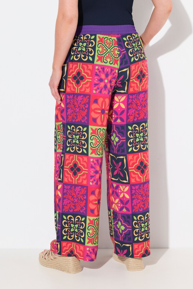 Tile Print Wide Leg Palazzo Pants