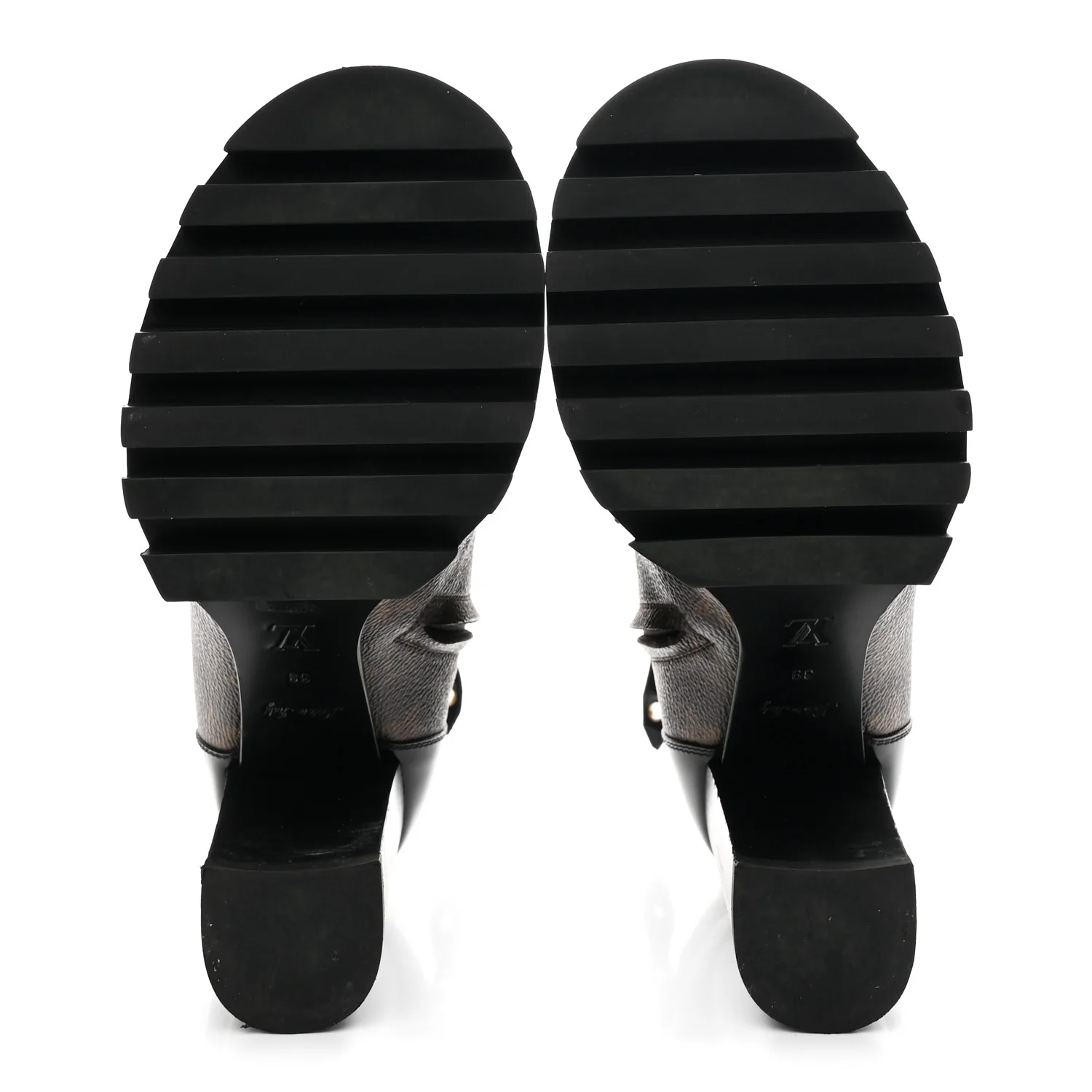 Patent Calfskin Monogram Star Trail Ankle Boots 39 Black