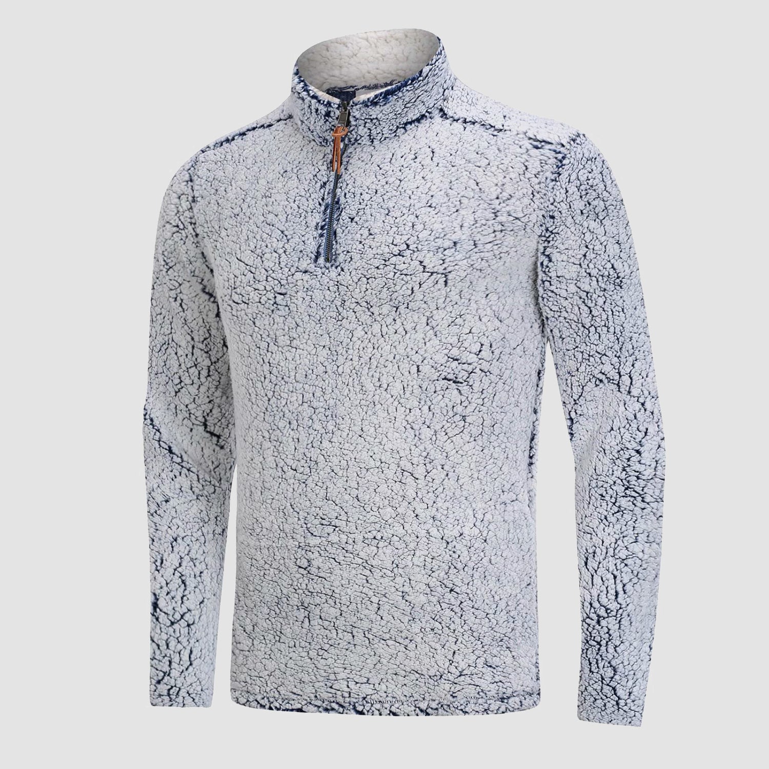 Pull en polaire sherpa pour homme, fermeture éclair 1/4, ultra douce et duveteuse, avec poches pour l'hiver