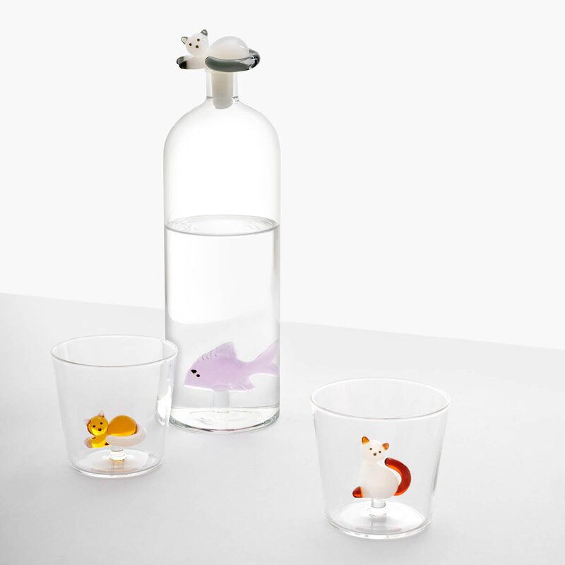 Tabby Cat vannglass 35 cl katt med hvit hale
