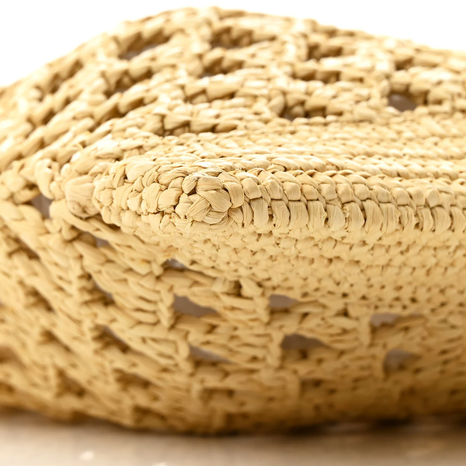 Yarn Raffia Effect Embroidered Logo Tote Naturale