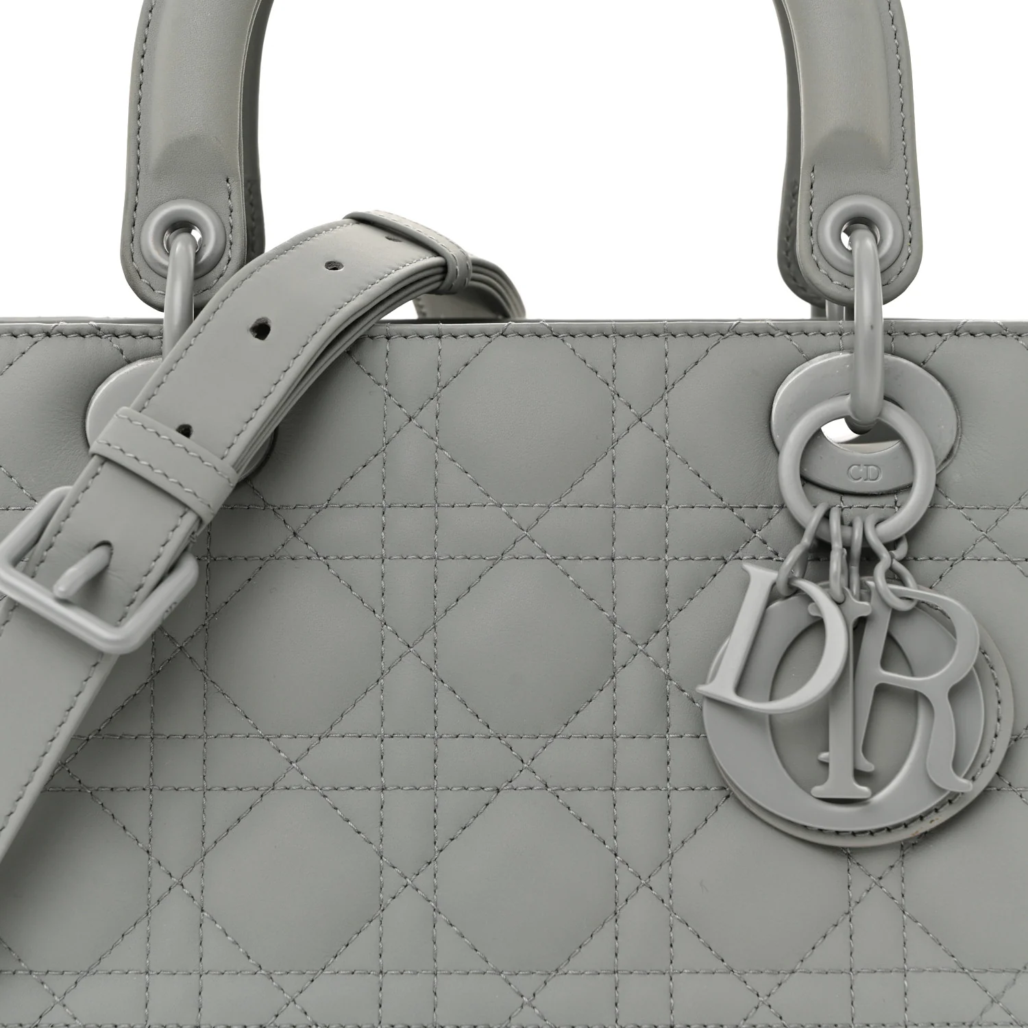 Ultra Matte Calfskin Cannage Medium Lady Dior Grey Stone