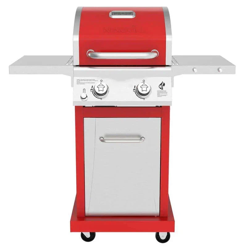 2-Burner Propane Gas Grill, Red 鈥�Stainless Steel, 28,000 BTUs, Compact Design