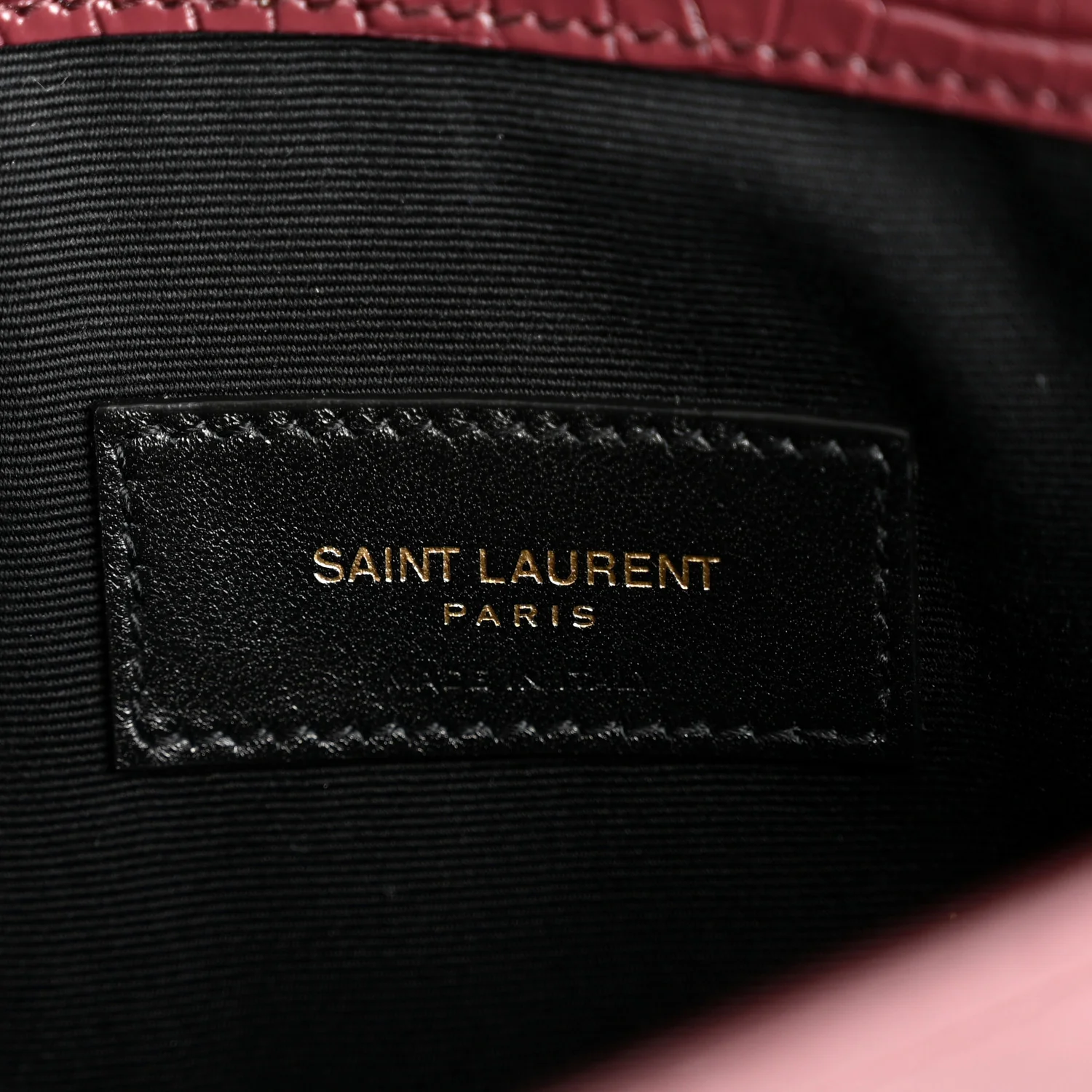 Calfskin Crocodile Embossed Uptown Monogram Clutch Rouge Legion