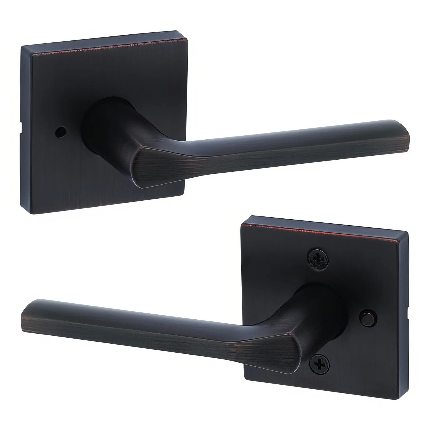 Kwikset 730LSLSQT Lisbon Privacy Door Lever with Square Rose - TA Screen Specialist, Inc.