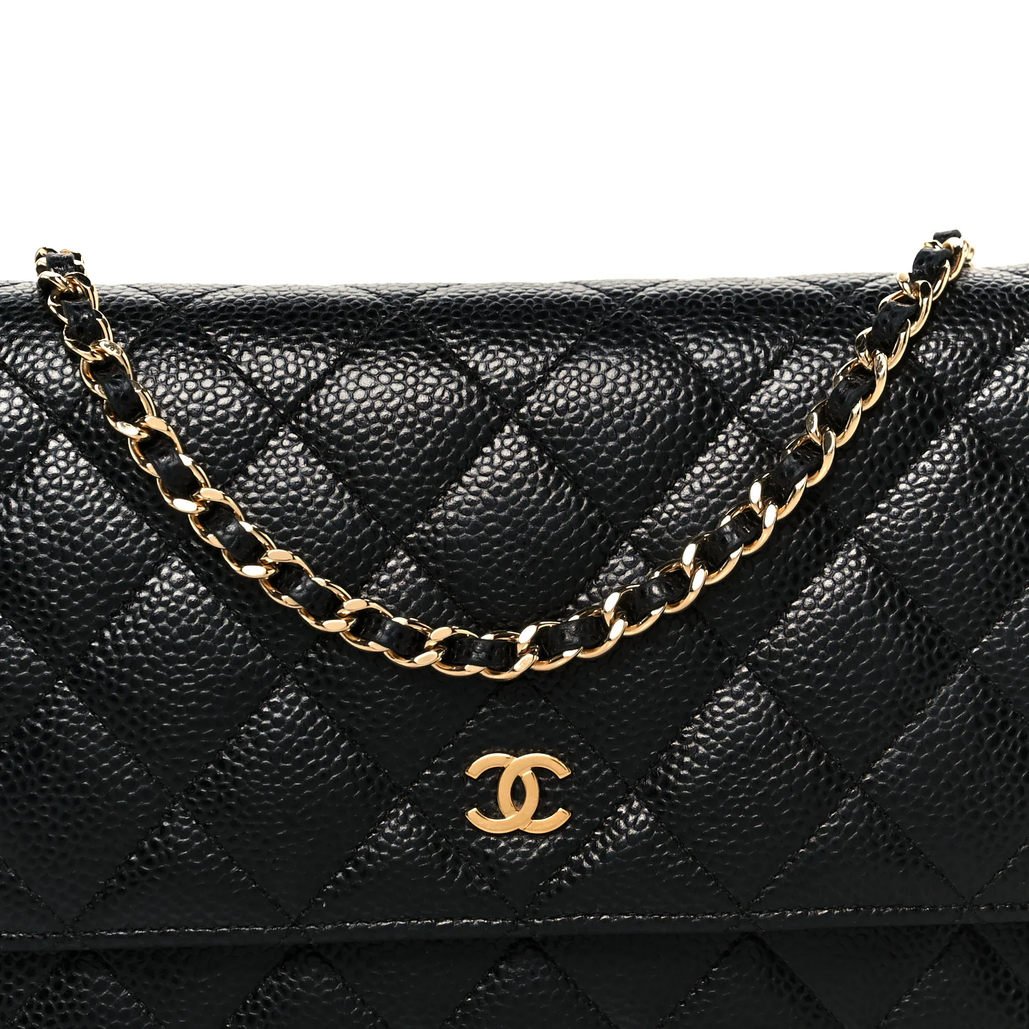 Caviar Quilted Wallet On Chain WOC Black