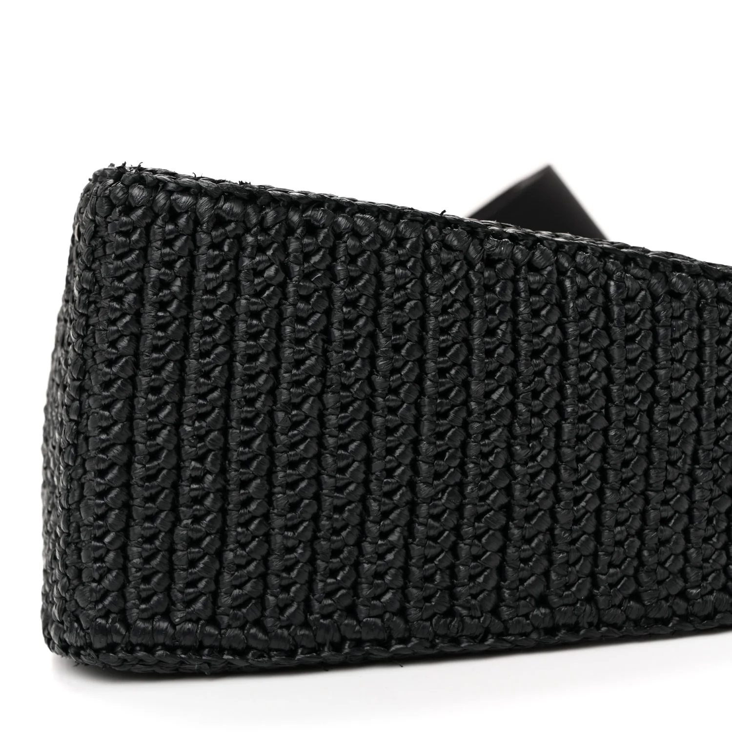Yarn Raffia Effect Crochet Triangle Shoulder Bag Black
