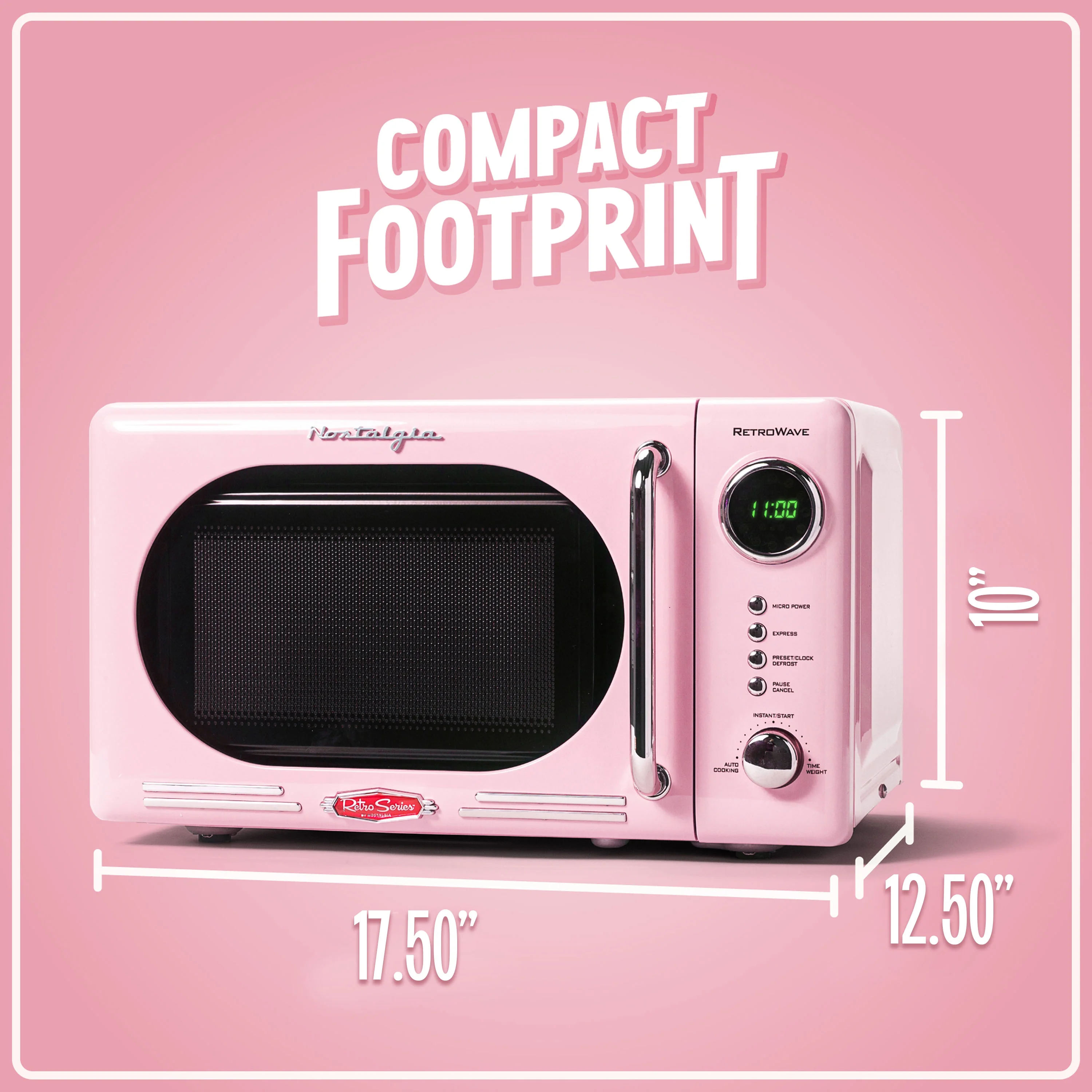 Retro Microwave for Countertop 0.7 cu ft Vintage Microwave, Pink(Pink) - Image 8