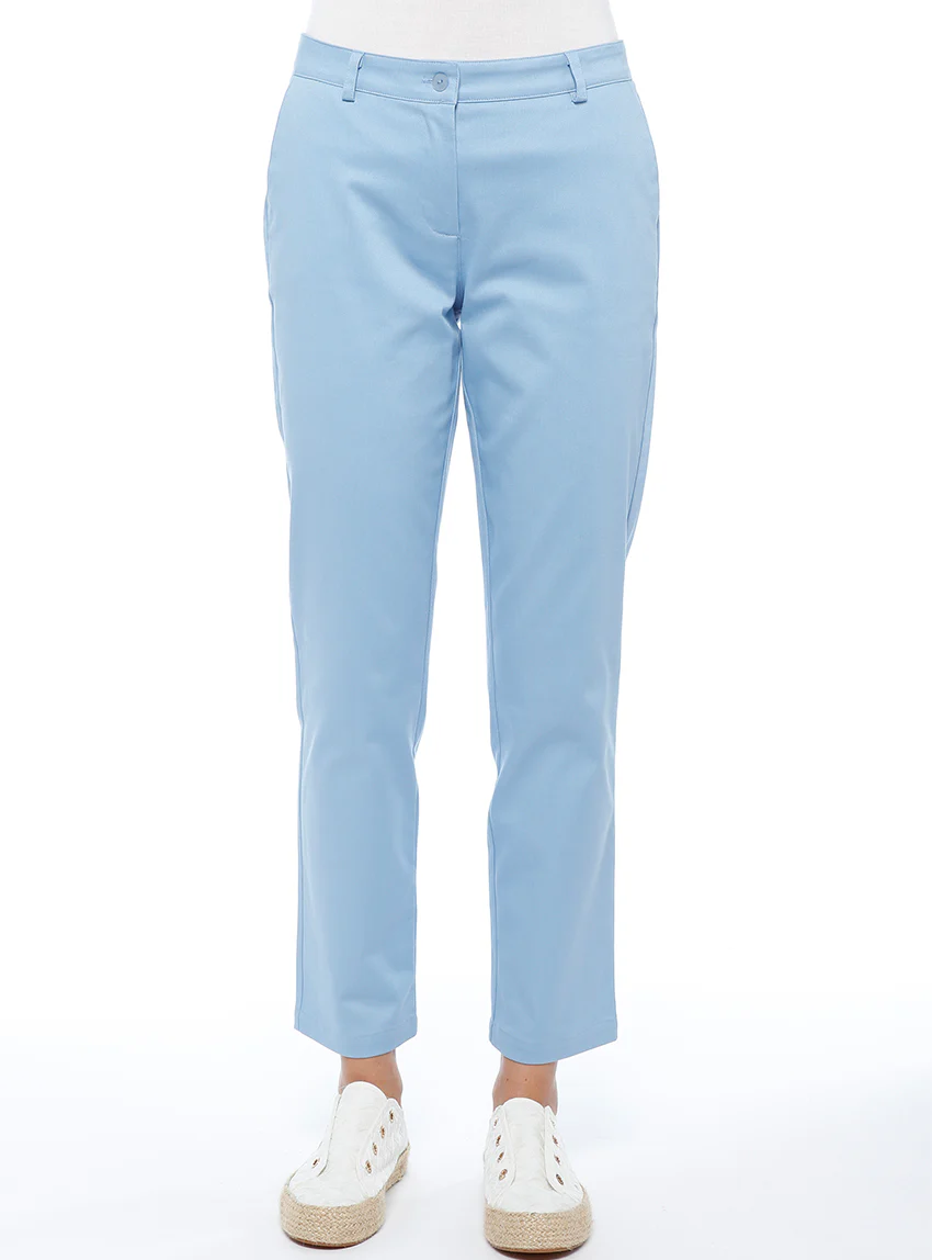 Pantalon chino femme en coton bleu