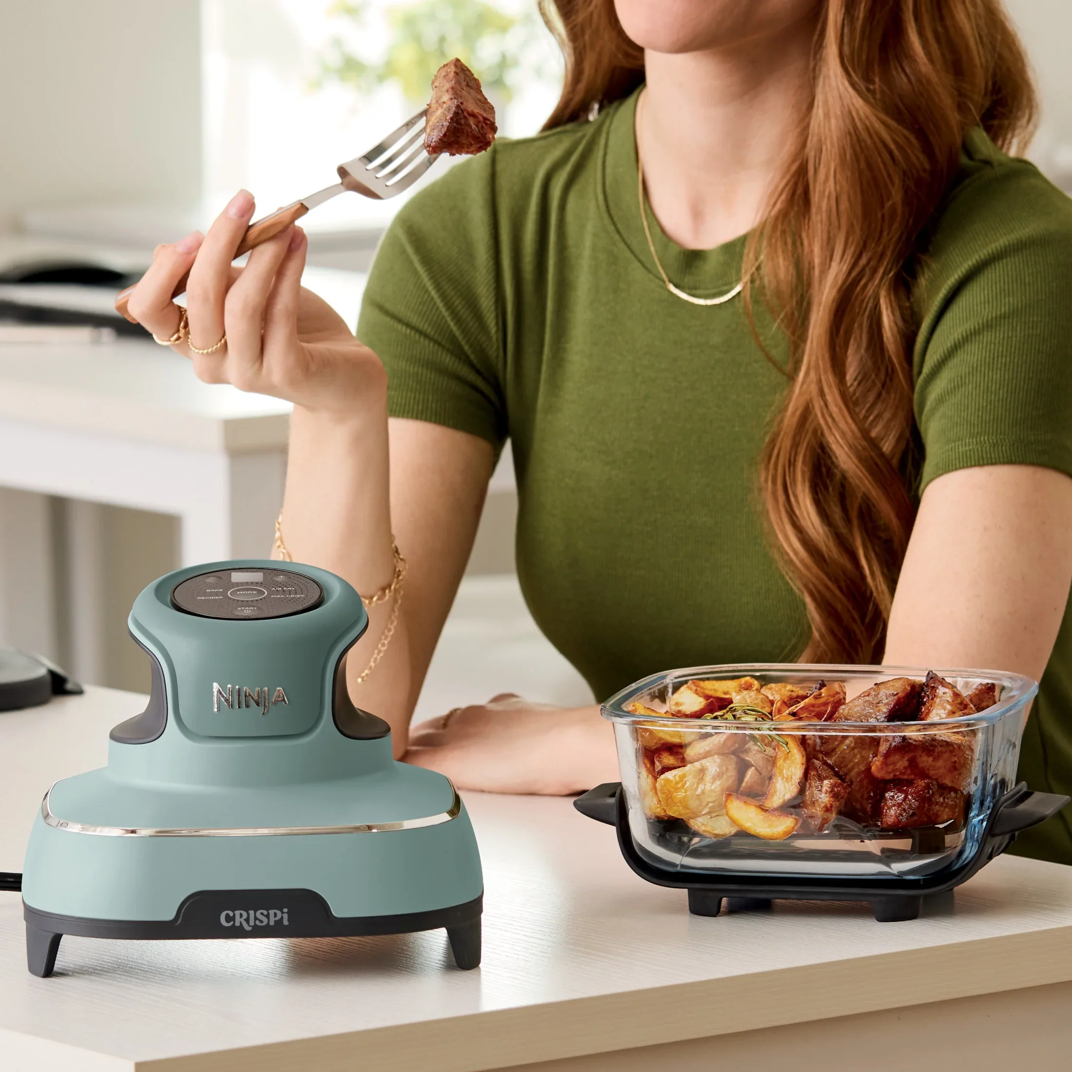 Ninja Crispi 4-in-1 Portable Glass Air Fryer Cooking System, 4-Qt & 6-Cup Containers, Cyberspace