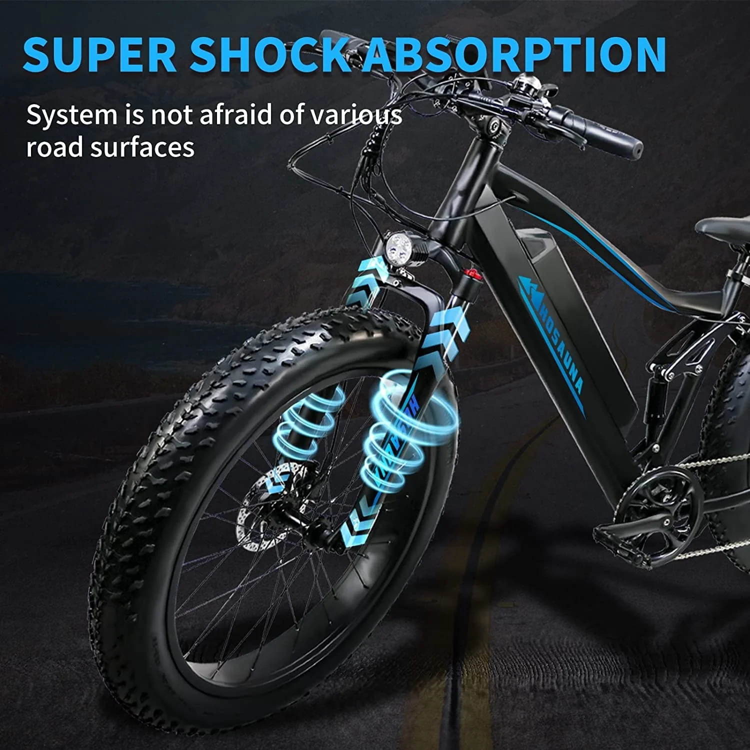 Electric Bike Electric Mountain Bike 500W Ebike26'' Fat Tire Ebike, 28+MPH Adults Ebike with Removable 48V 15ah Battery, Shimano 6 - Speed Black