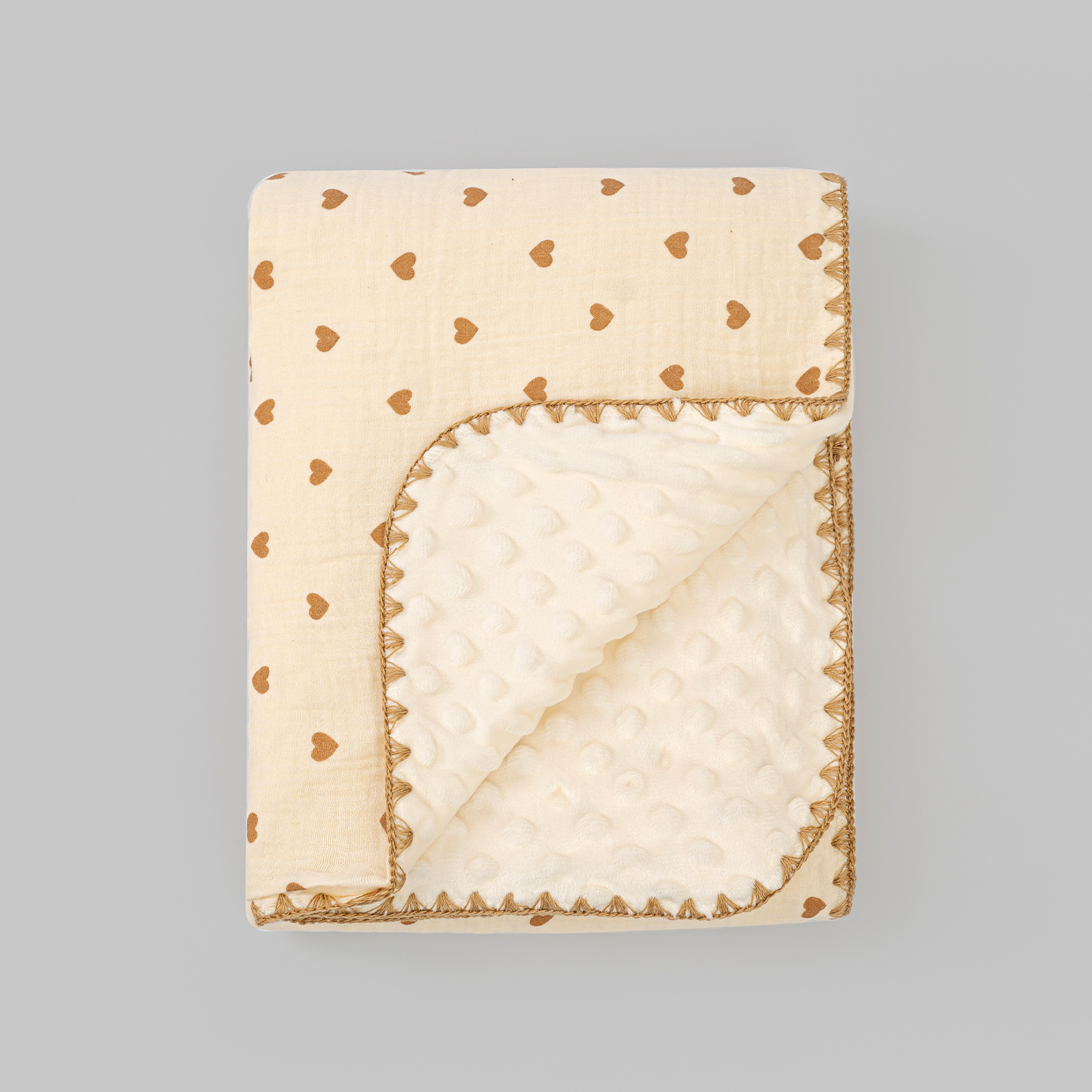 All Season 3D Doudou Fleece Newborn Blanket Double Layer Crinkle Gauze Multi-Use Swaddle Receiving Europe Style 300tc