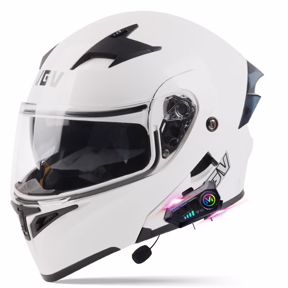 Bluetooth Modular Motorcycle Helmets for Adults Motorbike DOT Approved, Full Face Flip up Anti-Fog Helmet Built-in Dual Speaker with Microphone for Men and Women(XL24.01-24.41 inch/A) - Image 3