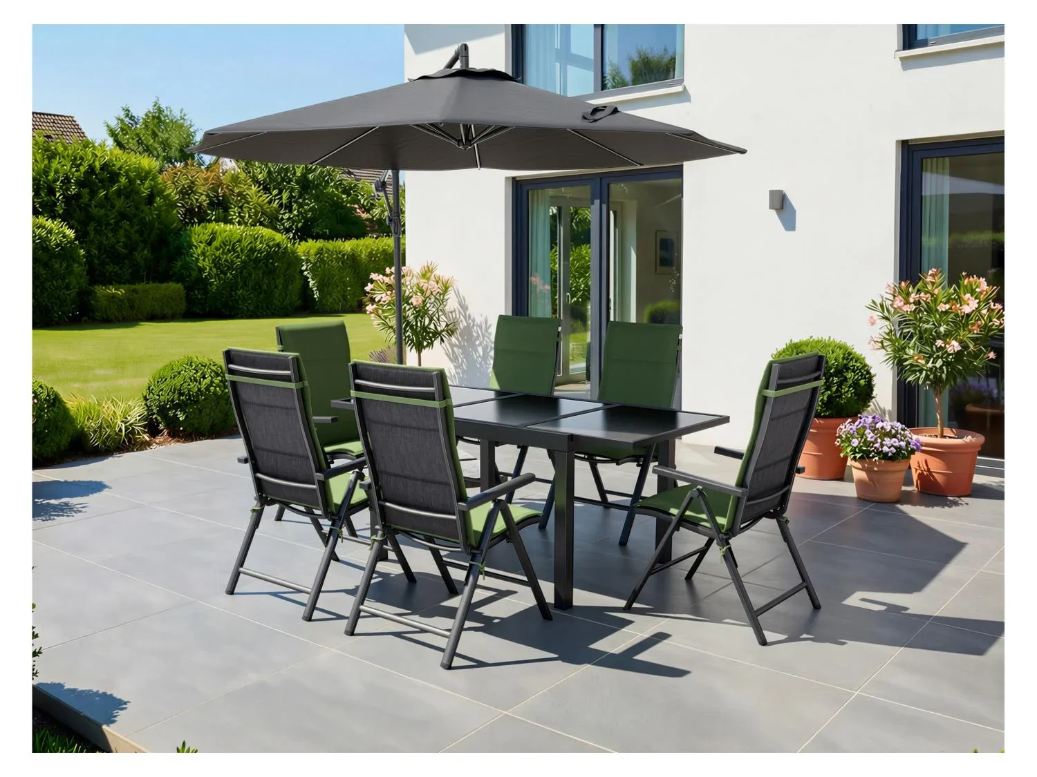 LIVARNO home Table de jardin Houston + Lot de 6 fauteuils Toronto