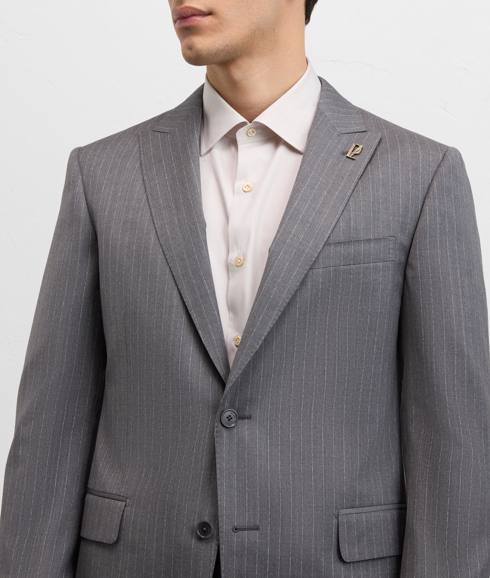 GREY STRIPED VIRGIN WOOL VICENZA LINE DRESS