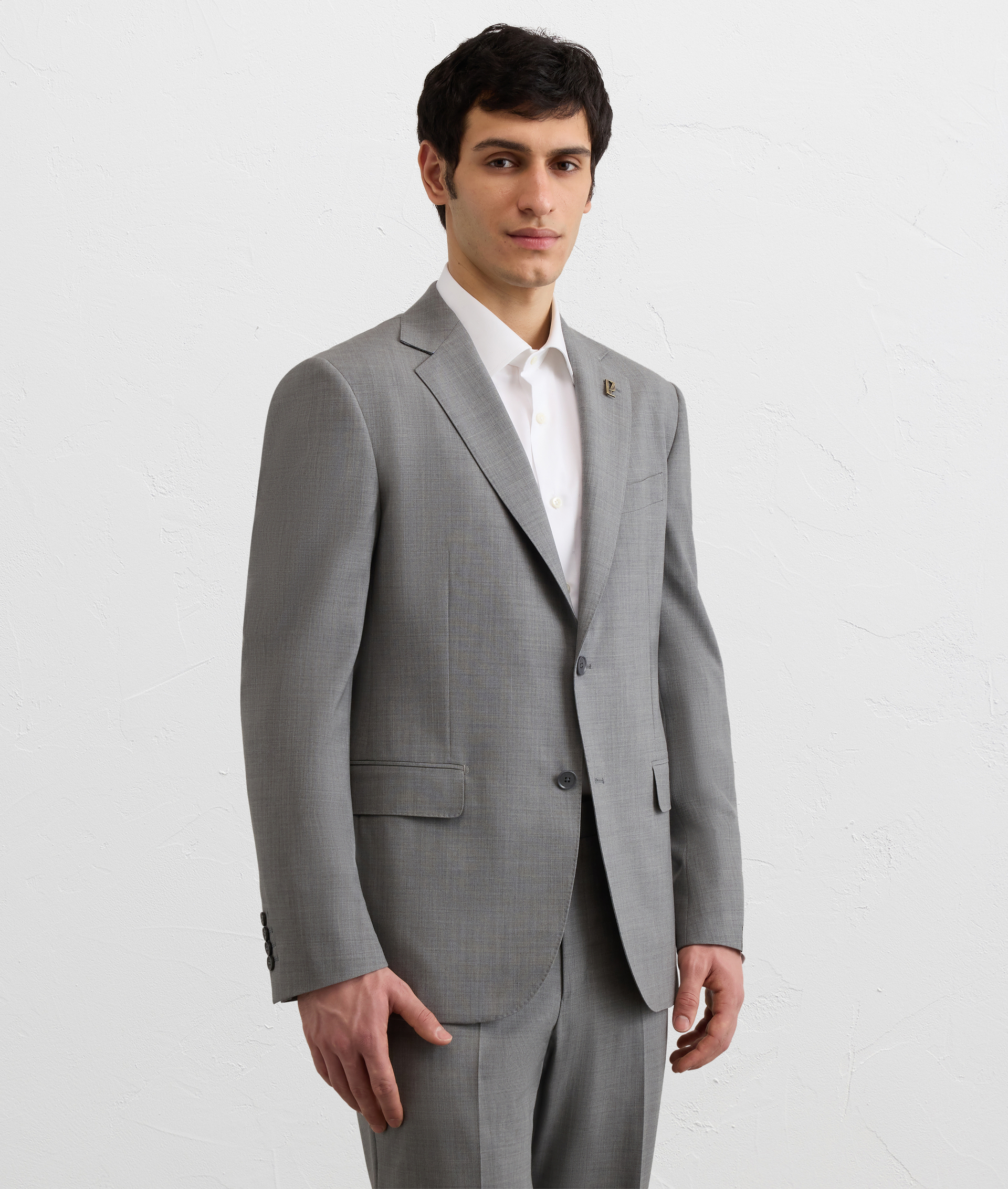 SINGLE BREASTED JACKET IN GREY WOOL AND ELASTANE
