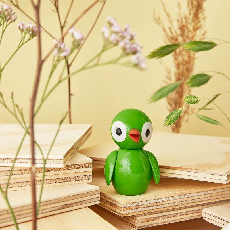 Spring Birds trefigur 6,5 cm grateful green