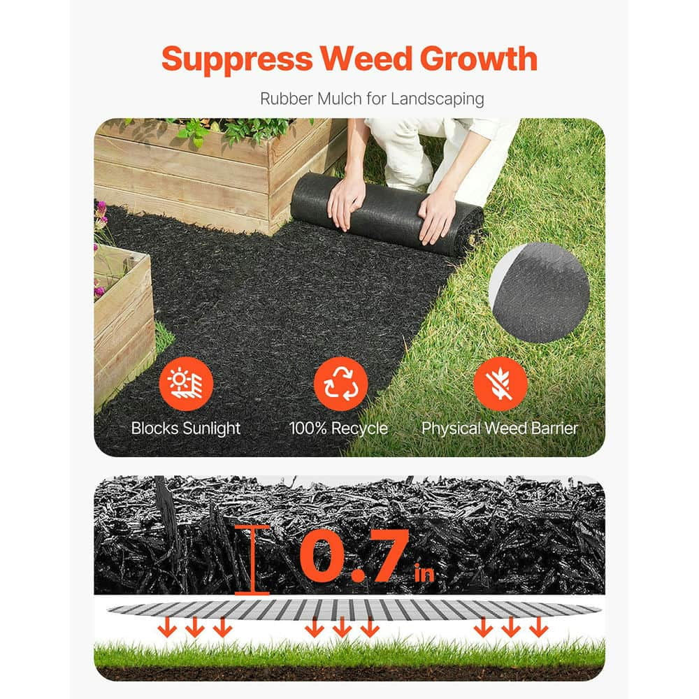 Rubber Mulch for Landscaping, 2 Rolls Recycled Rubber Mulch Mat 96 x 22 in, Permanent Rubber Pathway, Natural-Looking Black Mulch Garden Edging - Image 4
