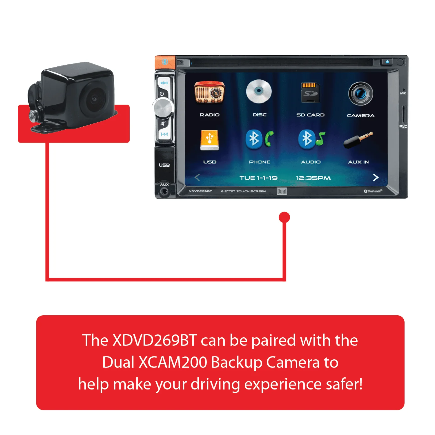 XDVD269BT 6.2 Inch, Car Stereo Head Unit, Double DIN with CD/DVD - Image 4