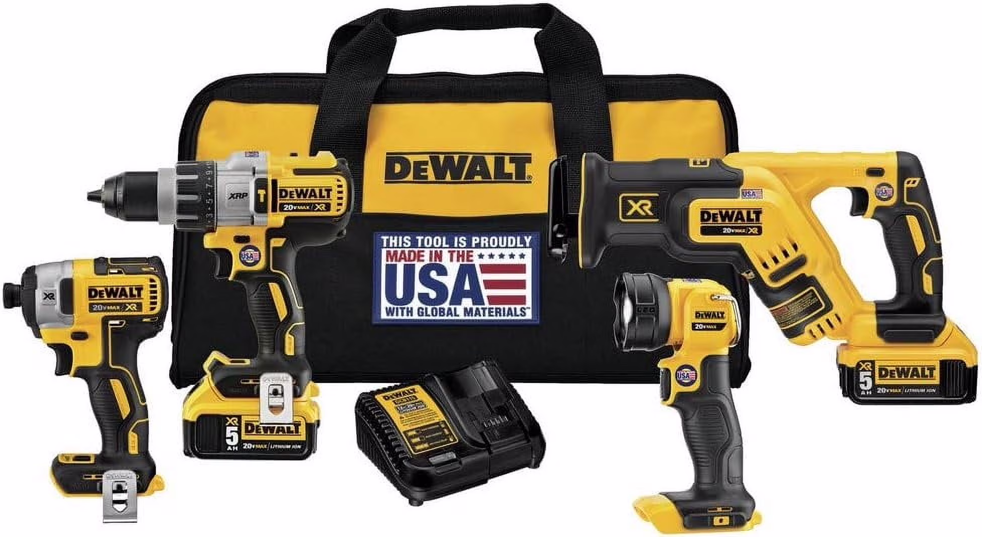 20V MAX XR Cordless Drill Combo Kit, 4-Tool DCK494P2