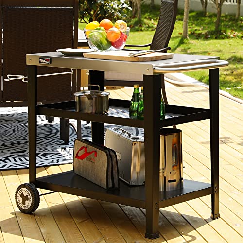 Royal Gourmet Rolling Dining Table with Trash Bag Holder