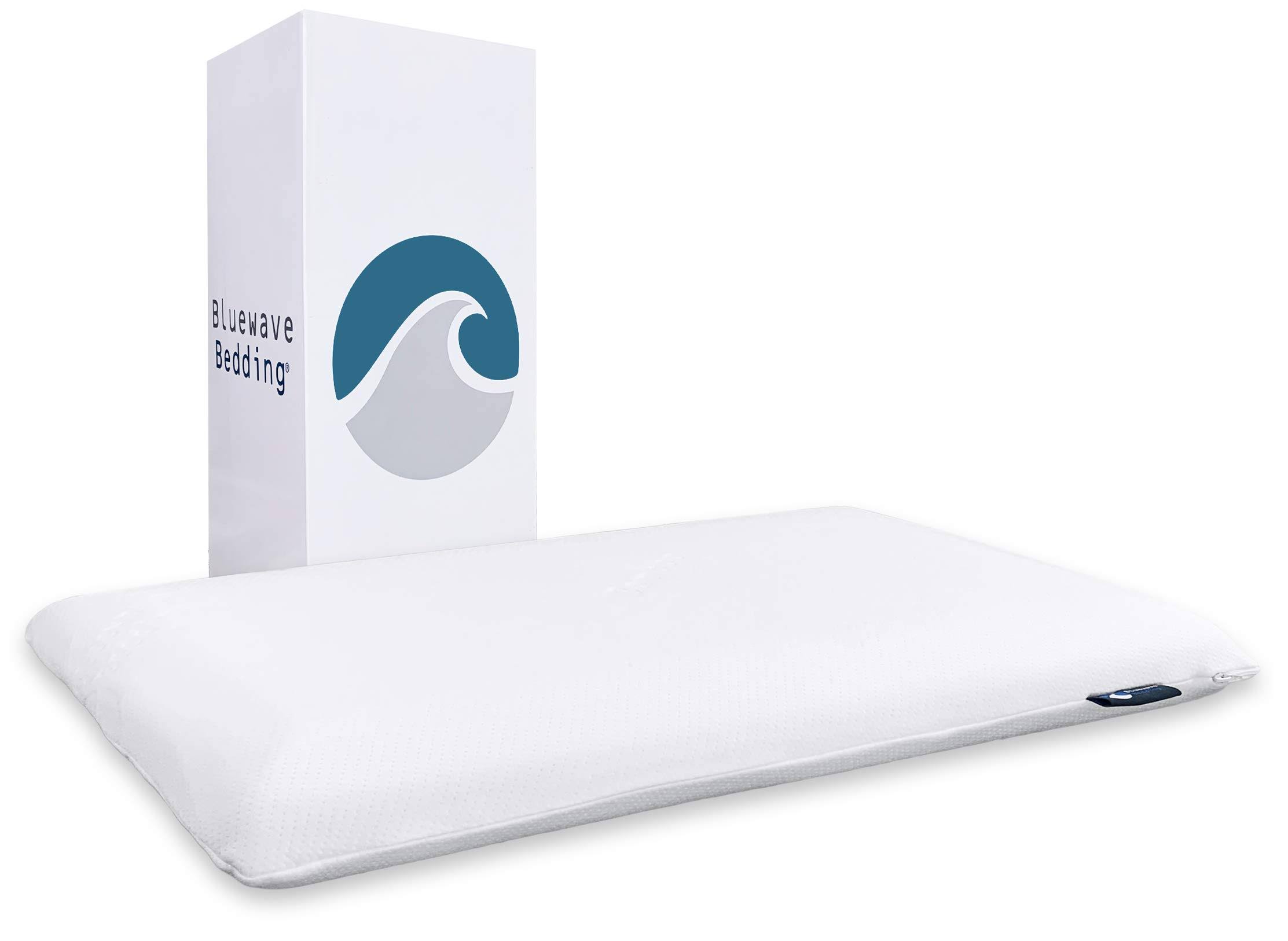 Bluewave Bedding Hyper Slim Gel Memory Foam Pillow for Stomach and Back Sleepers - Thin, Flat Design for Cervical Neck Alignment and Deeper Sleep