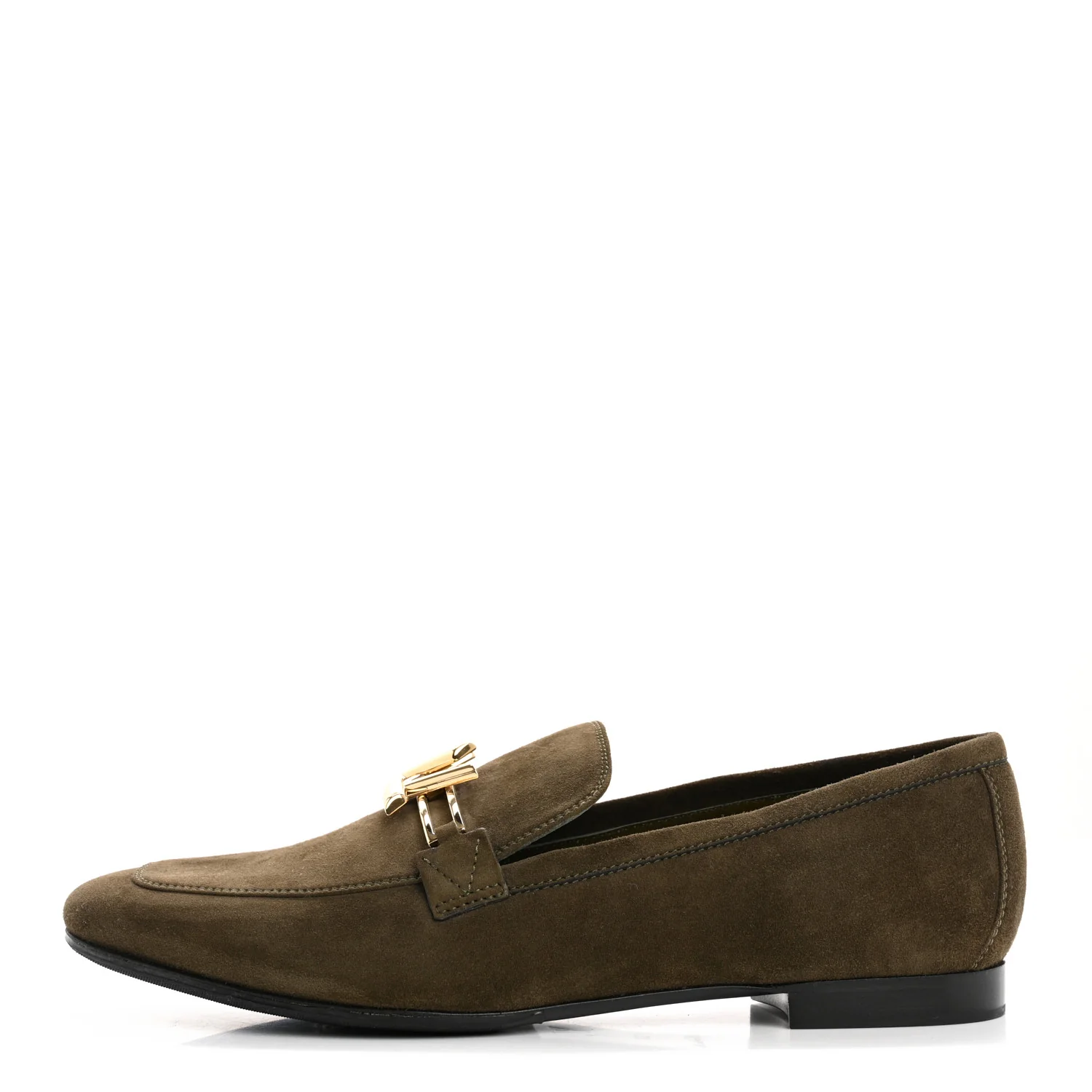 Suede Upper Case Flat Loafers 40 Green