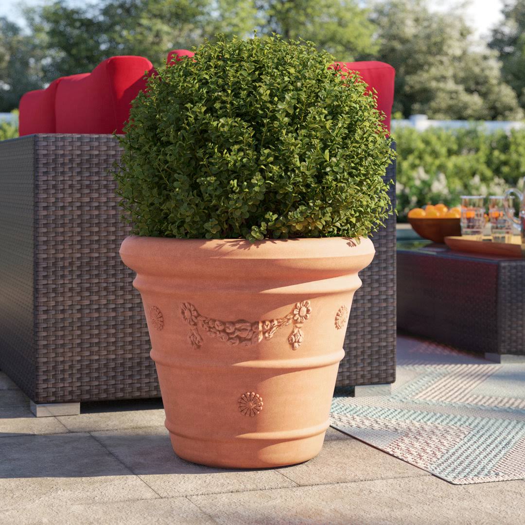 Sol 72 Outdoor Dekland Resin Pot Planter, Size: 14.25 inch H x 16.25 inch W x 16.25 inch D, Red
