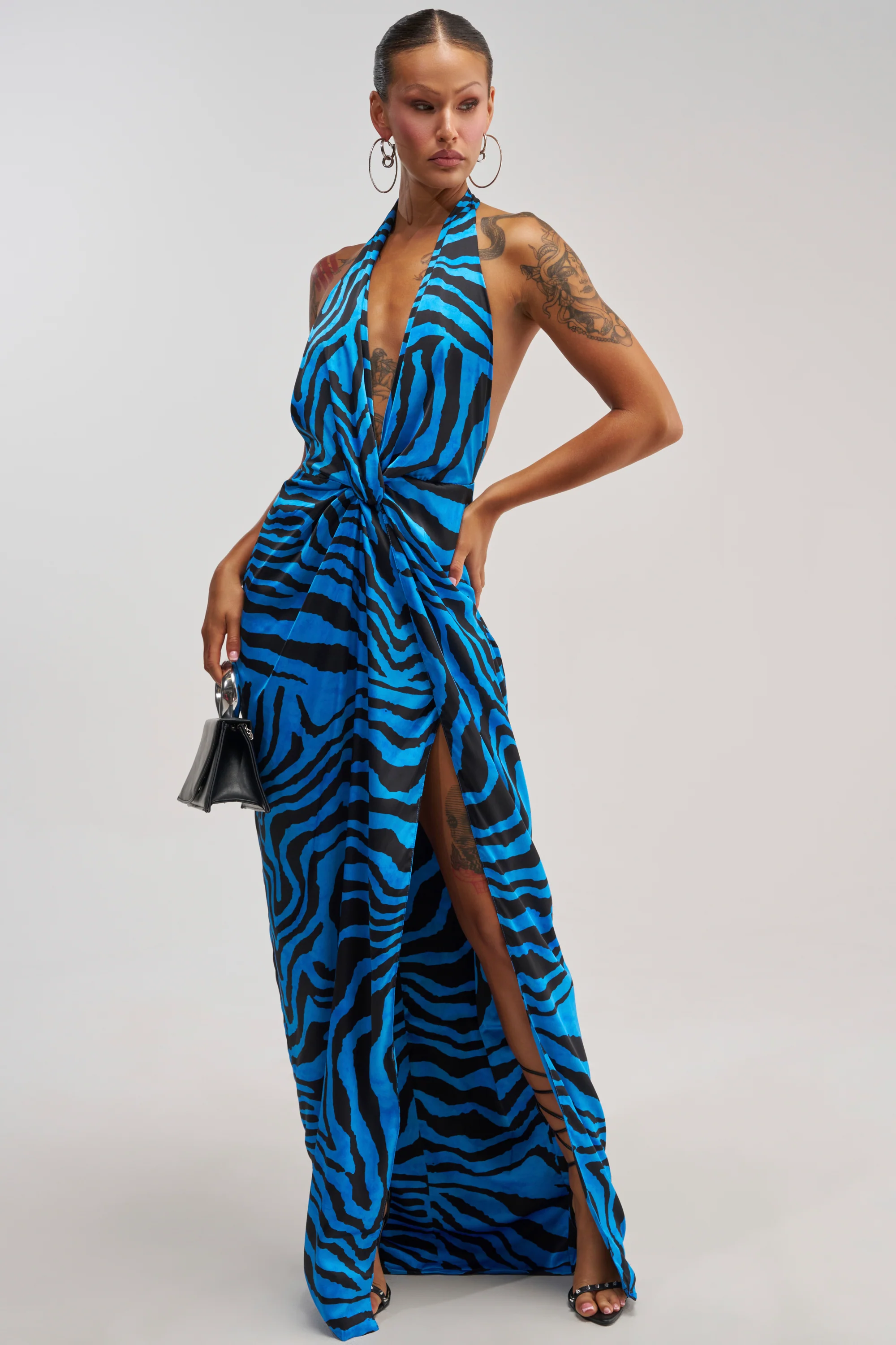 CRAZY FOR YOU BLUE ZEBRA MULTI MAXI DRESS - Akira Store