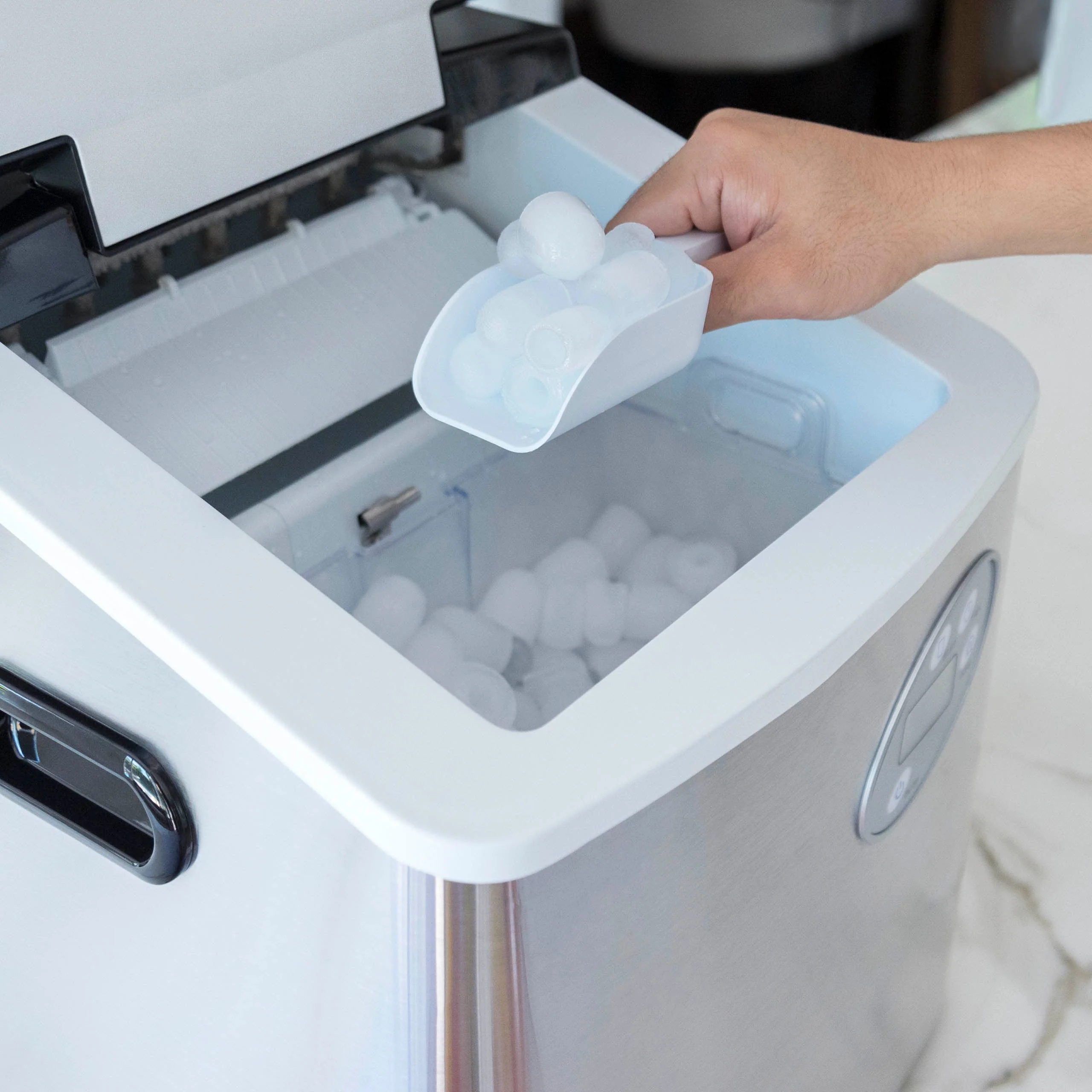 Newair Countertop Ice Maker. Bullet Ice, 50 lbs/day - Red