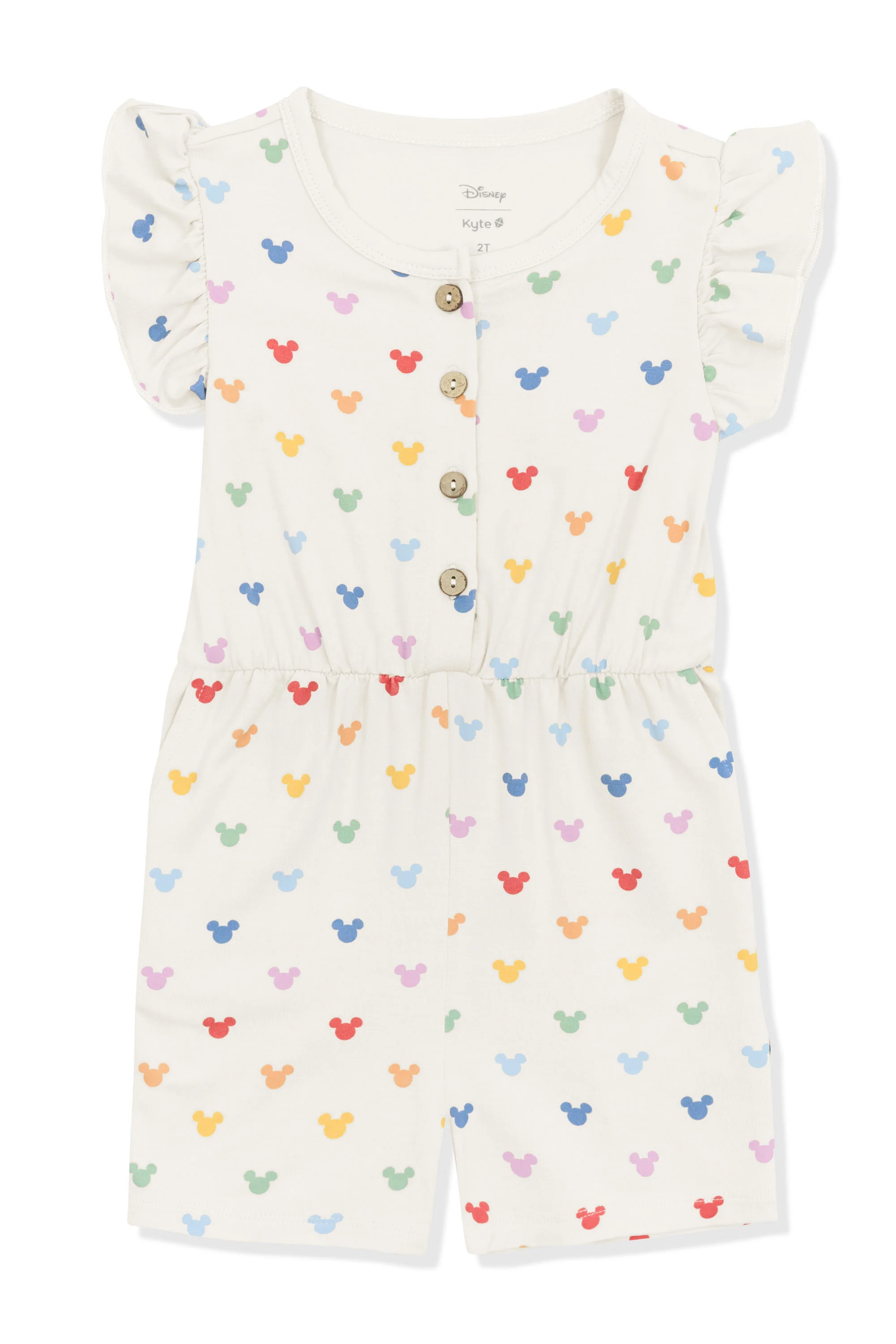Flutter Sleeve Romper in Pastel Mickey Mouse