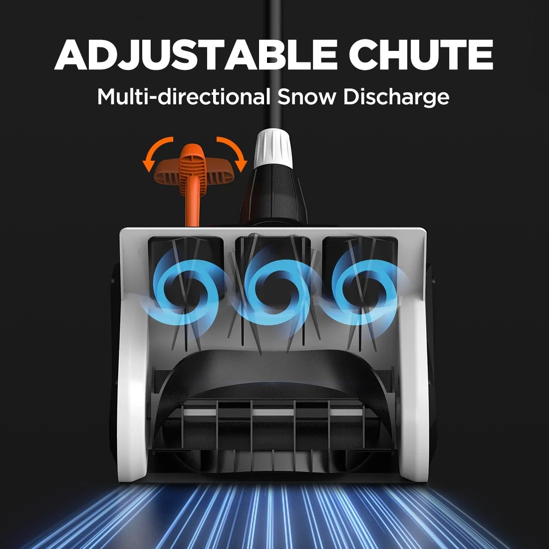 U20 Cordless Snow Shovel, 20V 13 inch Battery Powered Snow Thrower, Battery Snow Blower with Brushless Motor, with 2*2 5Ah Li ion Battery Image 6