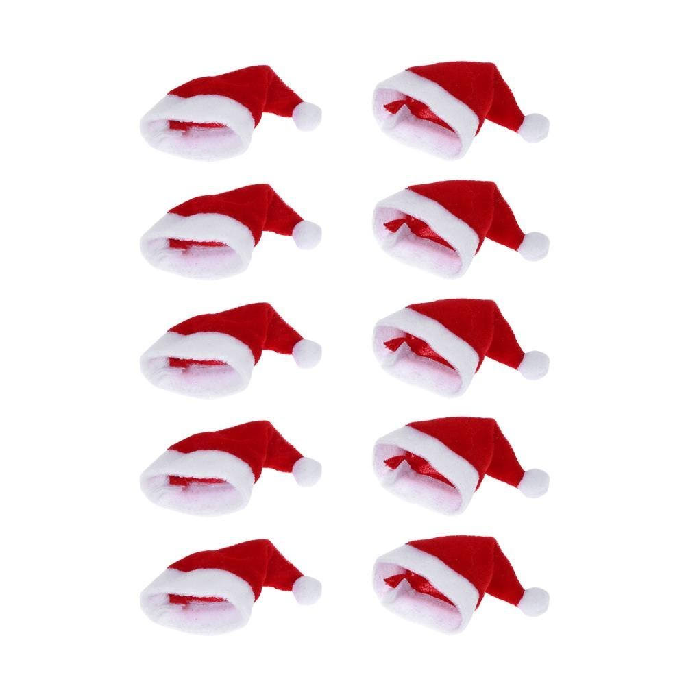 Moca 10pcs Mini Santa Hat Cup Bottles Cover Christmas Gift Home Christmas Decor