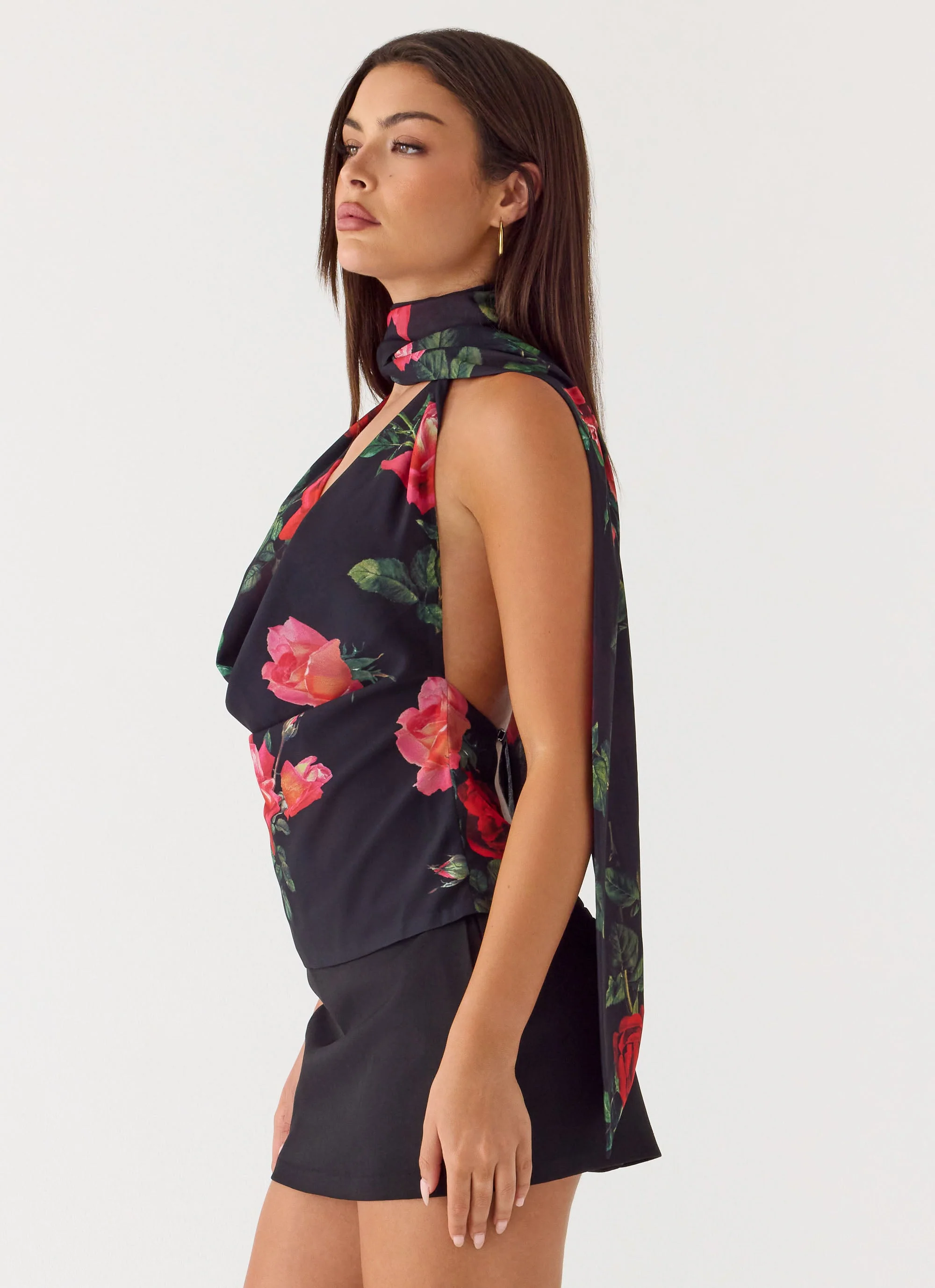 Get Me Halter Backless Top - Midnight Bloom
