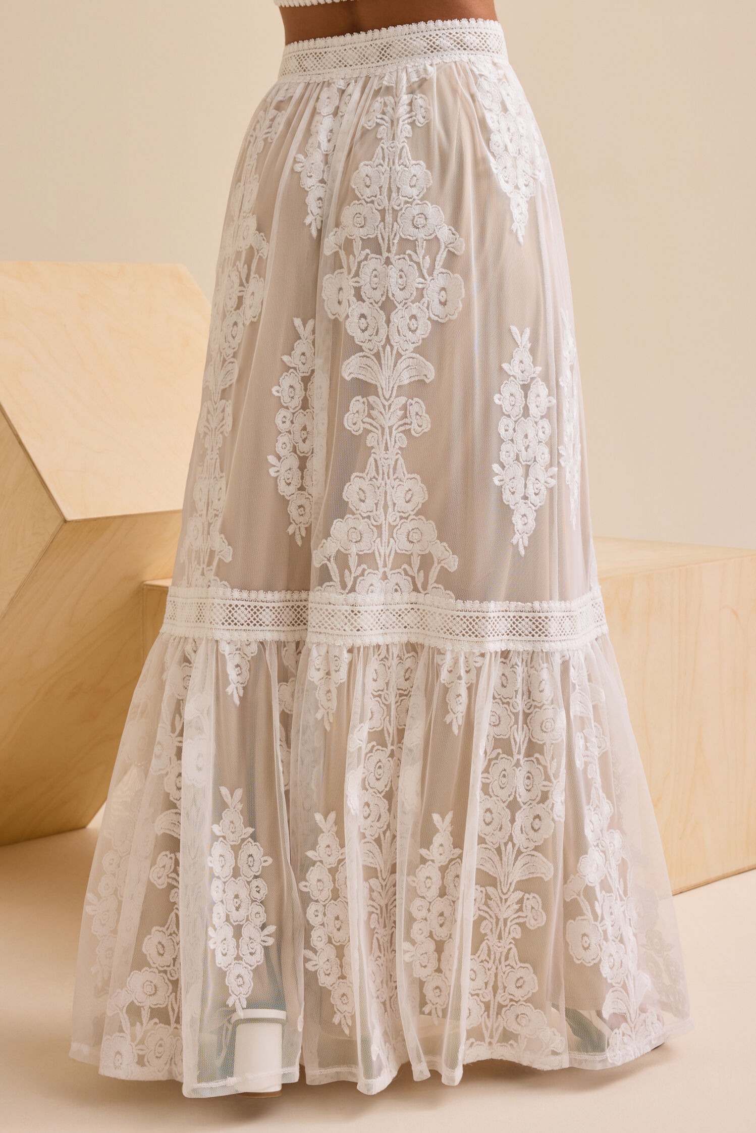 Arissa Floral Embroidered Maxi Skirt