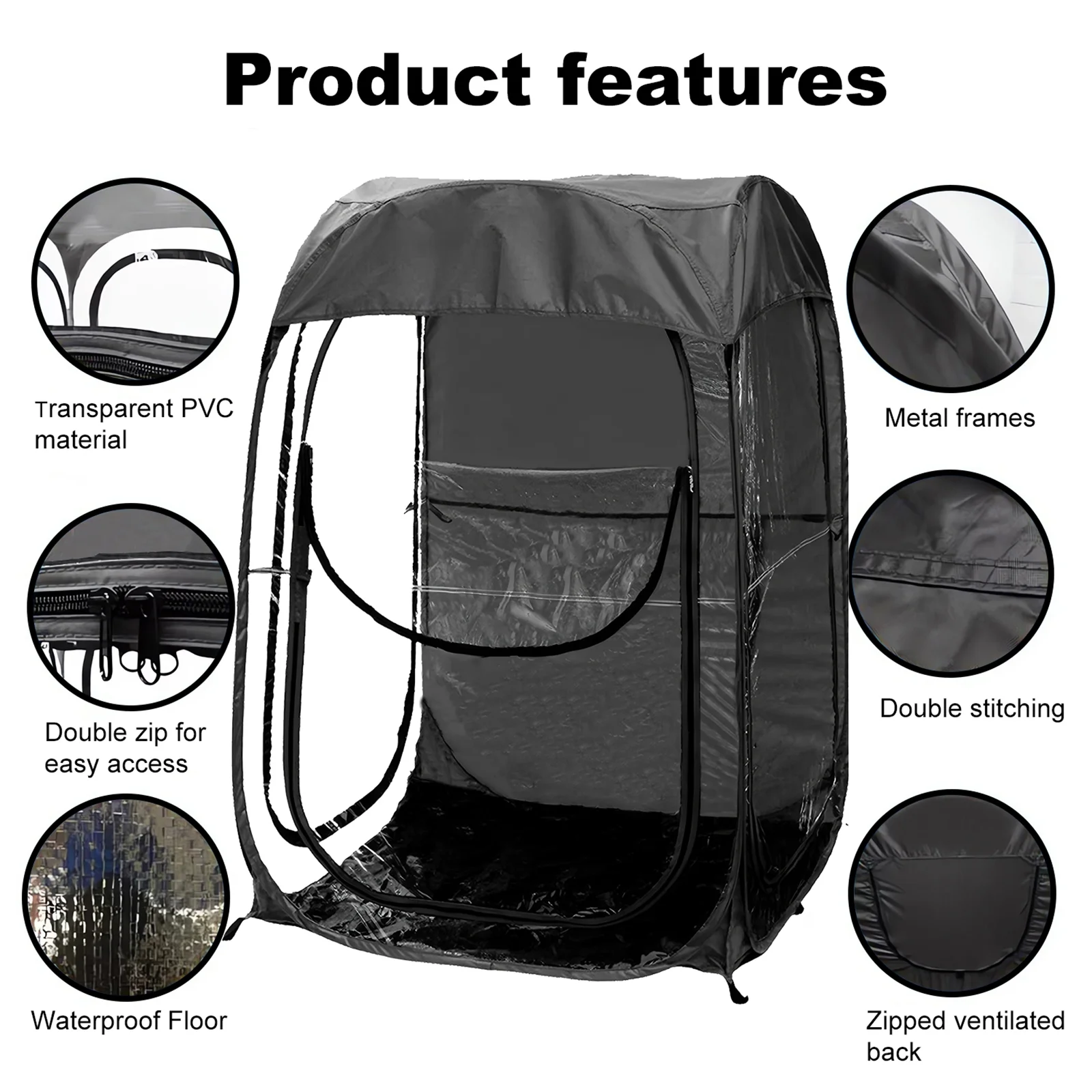 Portable Pop Up Tent, Instant Setup Sports Shelter for Camping/Fishing, Wind Rain Protection, Lightweight Compact Carry (21"), Black Image 4