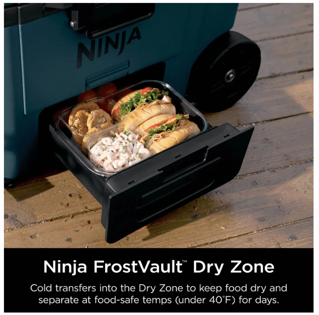 Cooler | FrostVault 45QT Cooler with Wheels | Insulated with Temp Dry Storage Drawer | Keeps Ice Cold for Days | for The Beach, Camping, Picnics More | Ocean Blue | FB245AOB - Image 7