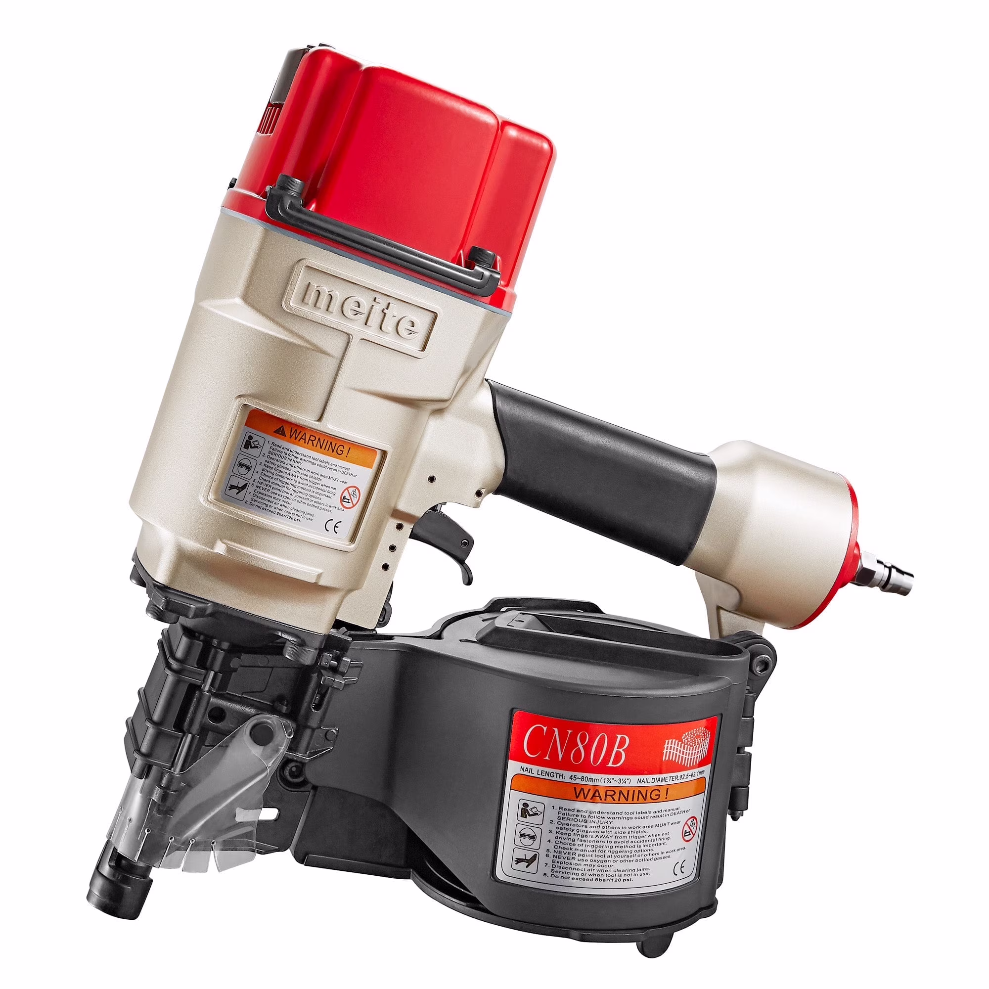 MEITE CN80B Pneumatic Coil Siding Nailer 15 Degree 2 to 3-1/4 Industrial Coil Nail Gun