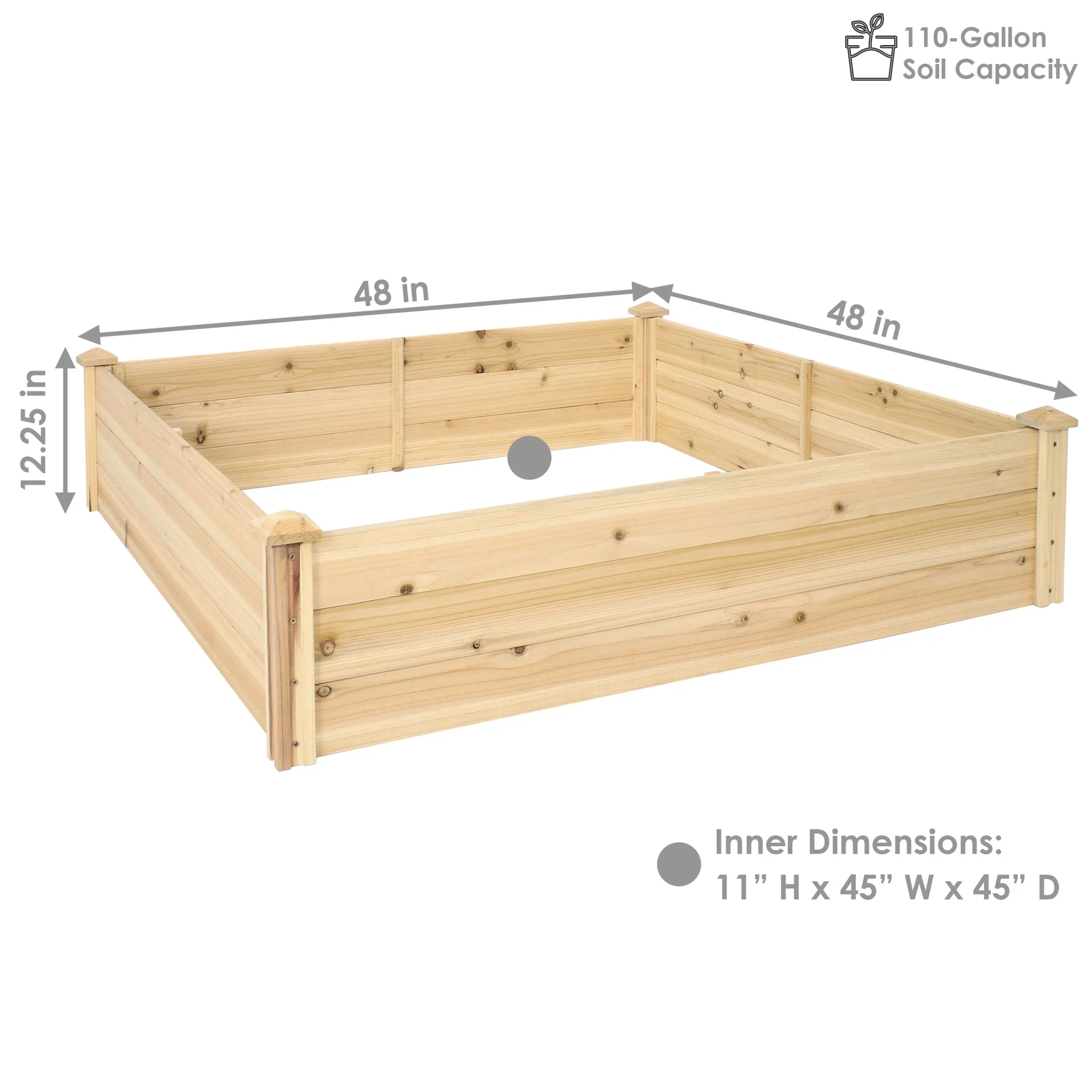 Sunnydaze 24 x 48.25 x 12.25 Rectangular Natural Wooden Outdoor Raised Garden Bed